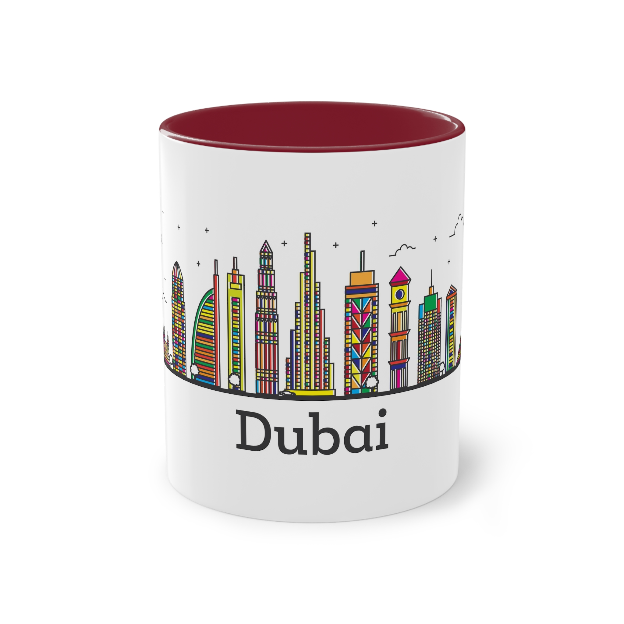 Dubai Outline Bold Color Two Tone Coffee Mug 11oz - Image 5