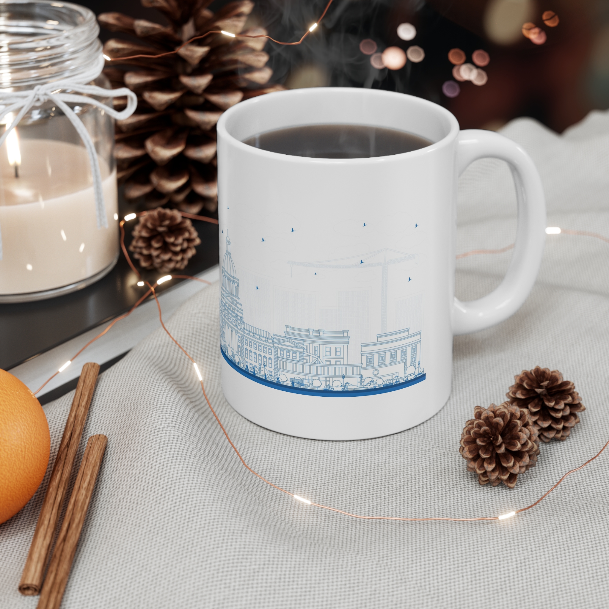 Pierre South Dakota Outline 11oz White Mug - Image 4