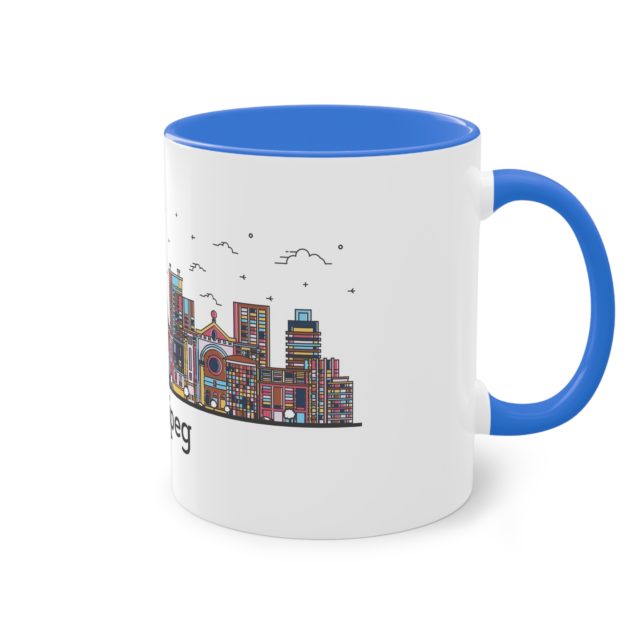 Winnipeg Outline Bold Color Two Tone Coffee Mug 11oz - Image 40