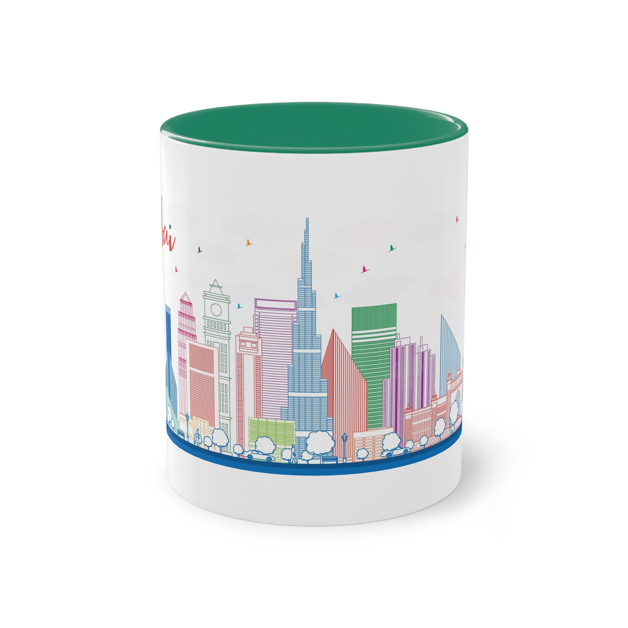 Dubai Outline Color Two Tone Coffee Mug 11oz - Image 29