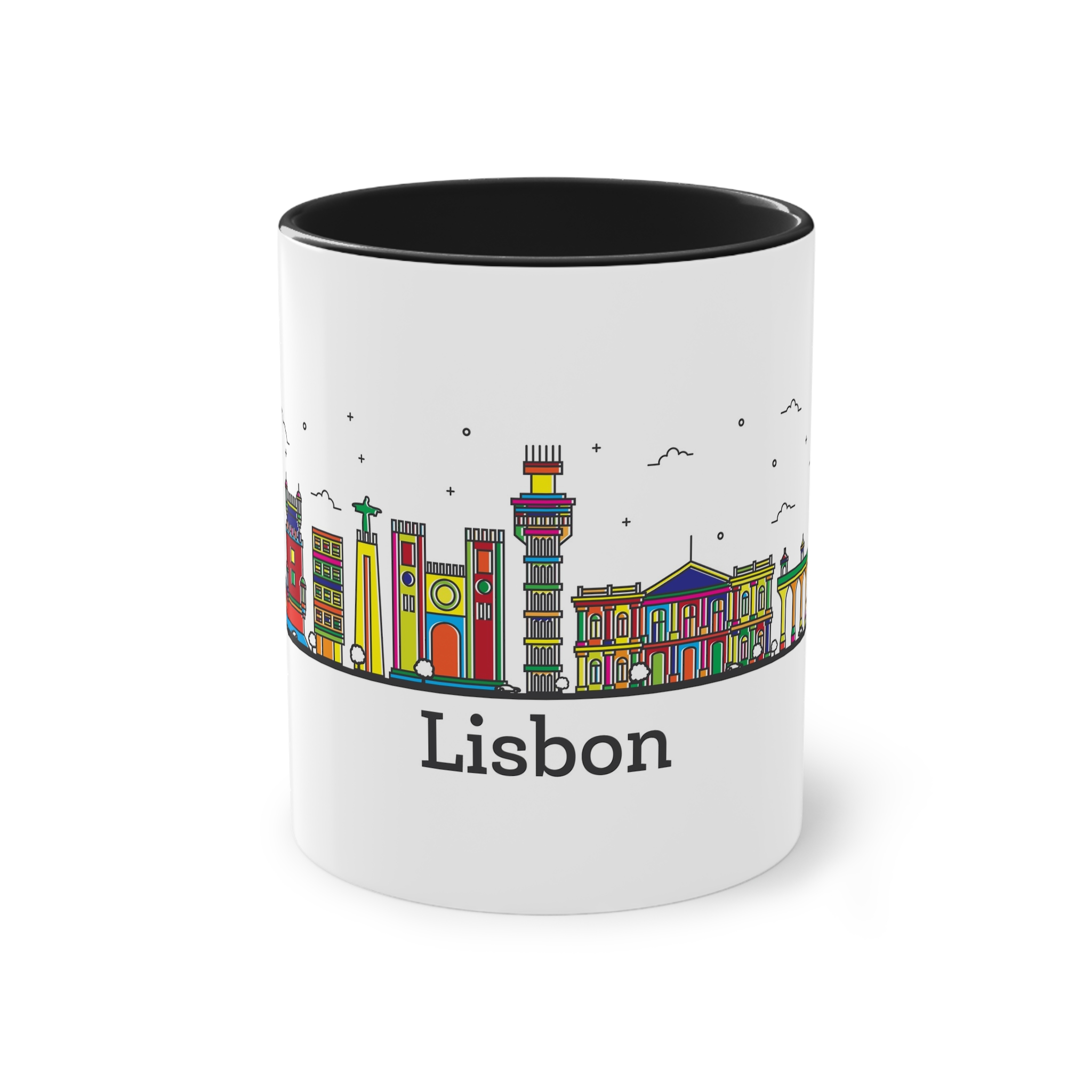 Lisbon Outline Bold Color Two Tone Coffee Mug 11oz - Image 9