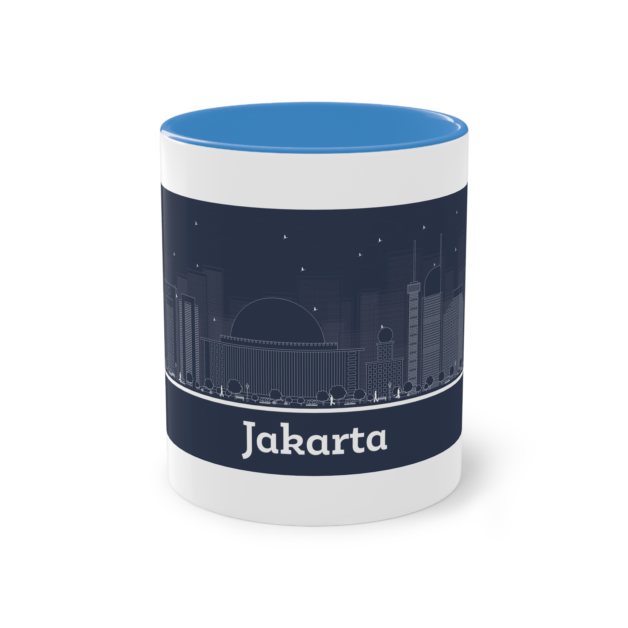 Jakarta Outline Inverse Two Tone Coffee Mug 11oz - Image 33