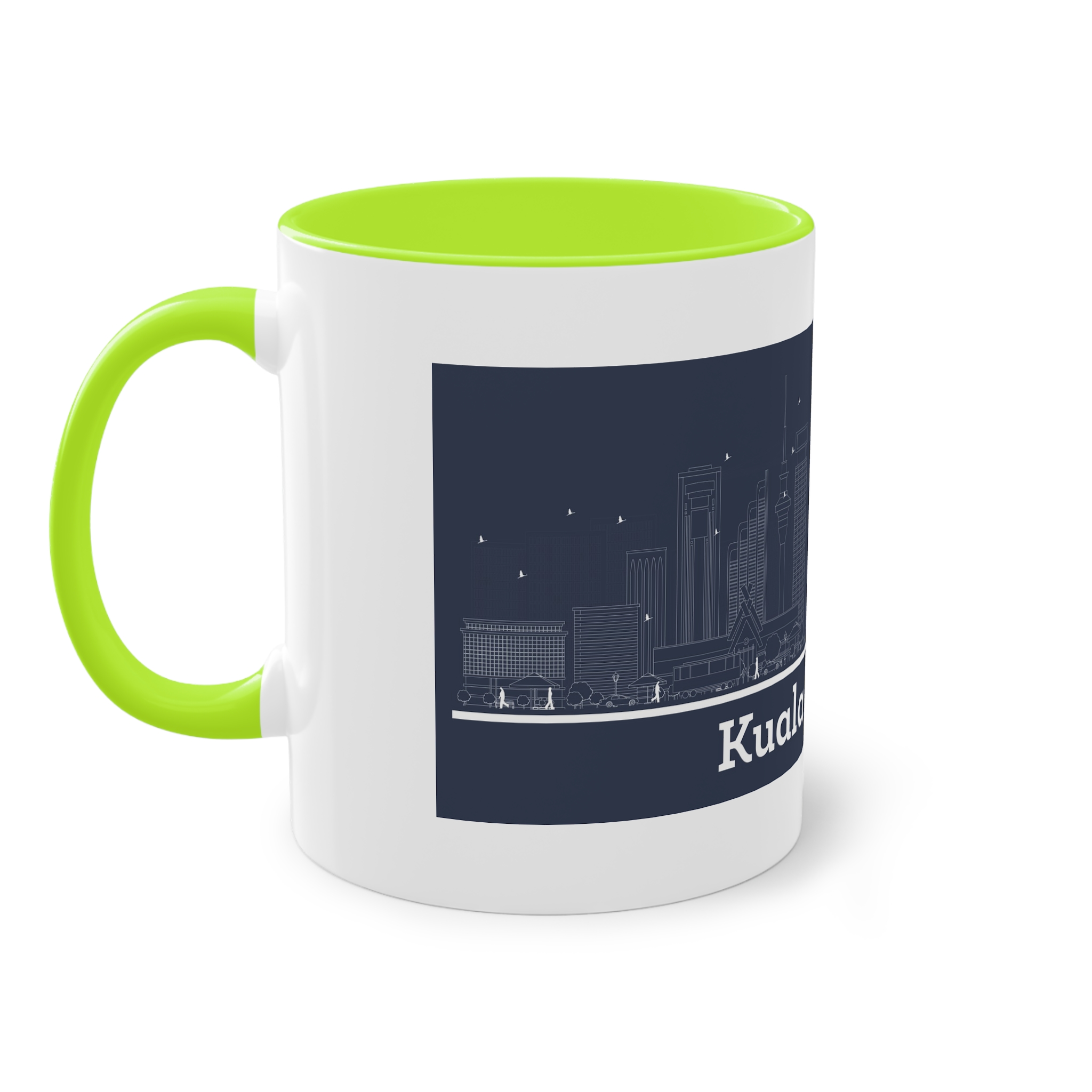 Kuala Lumpur Outline Inverse Two Tone Coffee Mug 11oz - Image 27