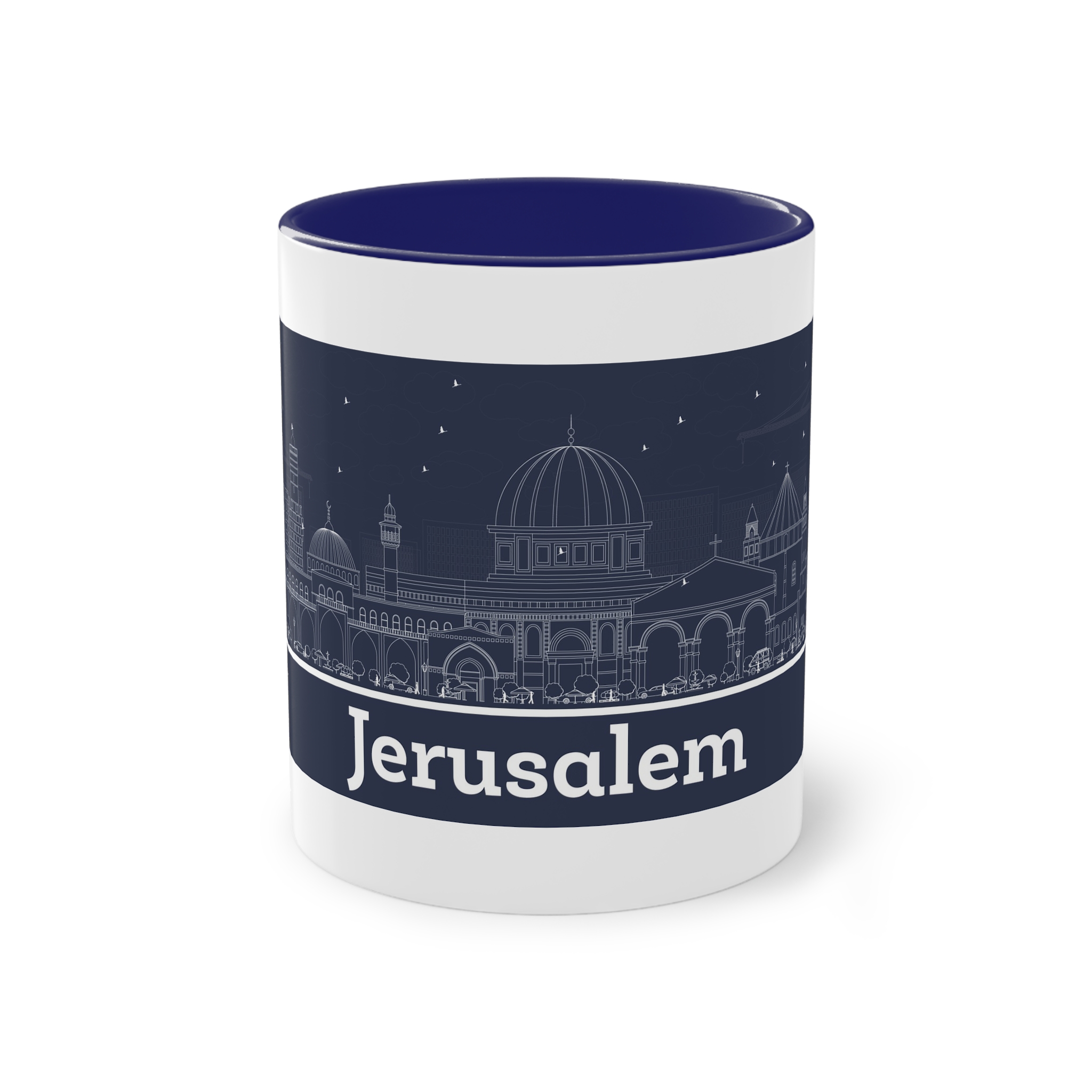 Jerusalem Outline Inverse Two Tone Coffee Mug 11oz - Image 41