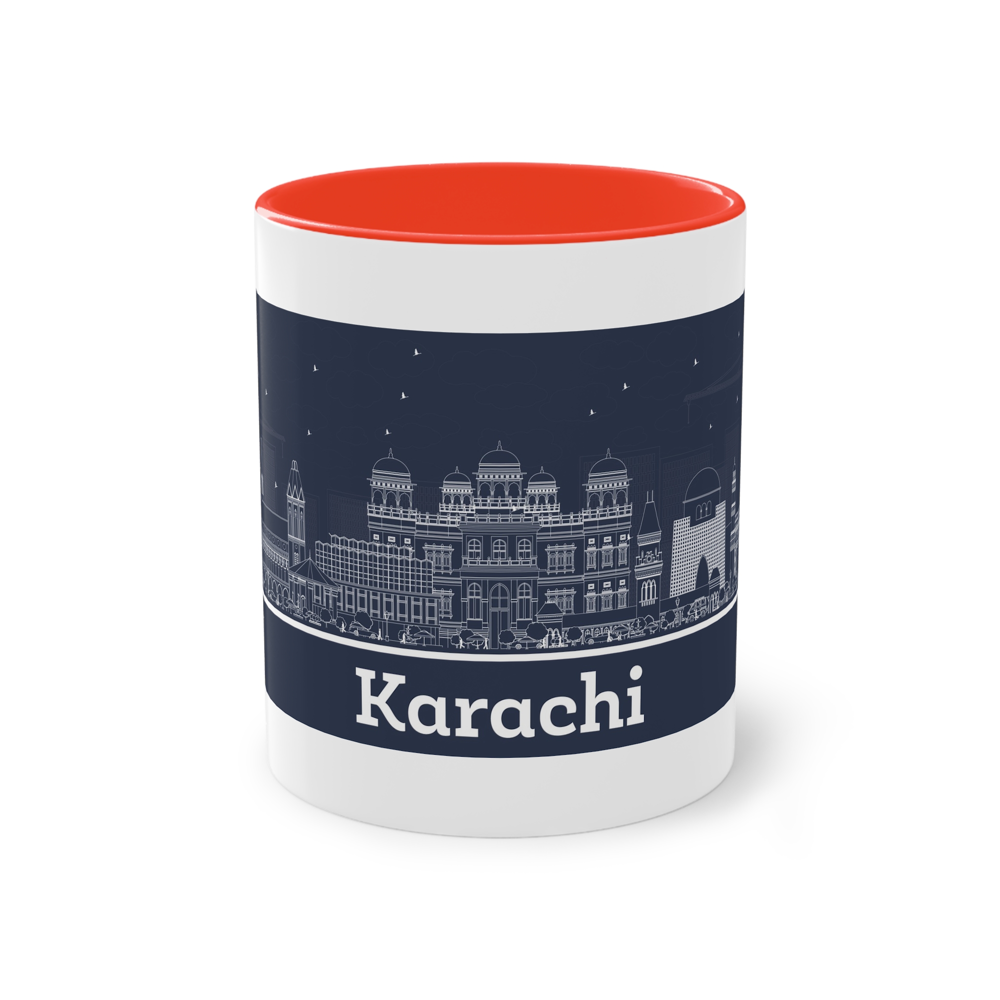 Karachi Outline Inverse Two Tone Coffee Mug 11oz