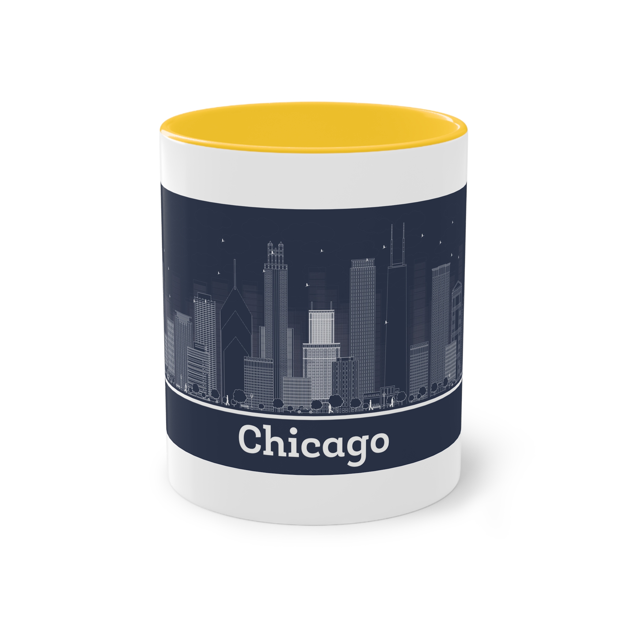 Chicago Outline Inverse Two Tone Coffee Mug 11oz - Image 17