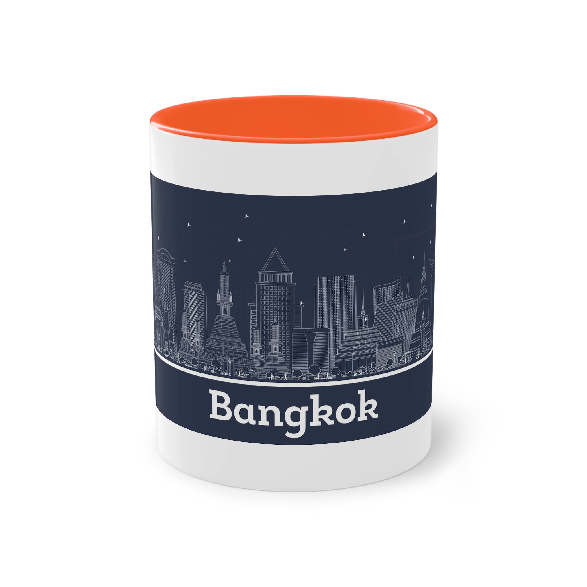 Bangkok Outline Inverse Two Tone Coffee Mug 11oz - Image 13