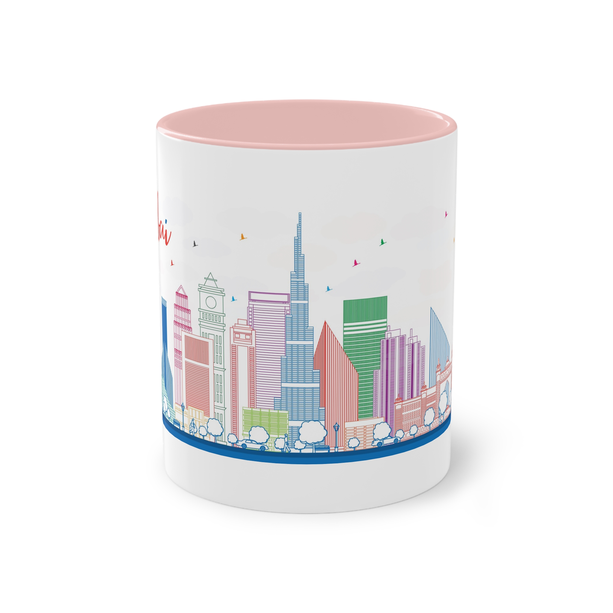 Dubai Outline Color Two Tone Coffee Mug 11oz - Image 45