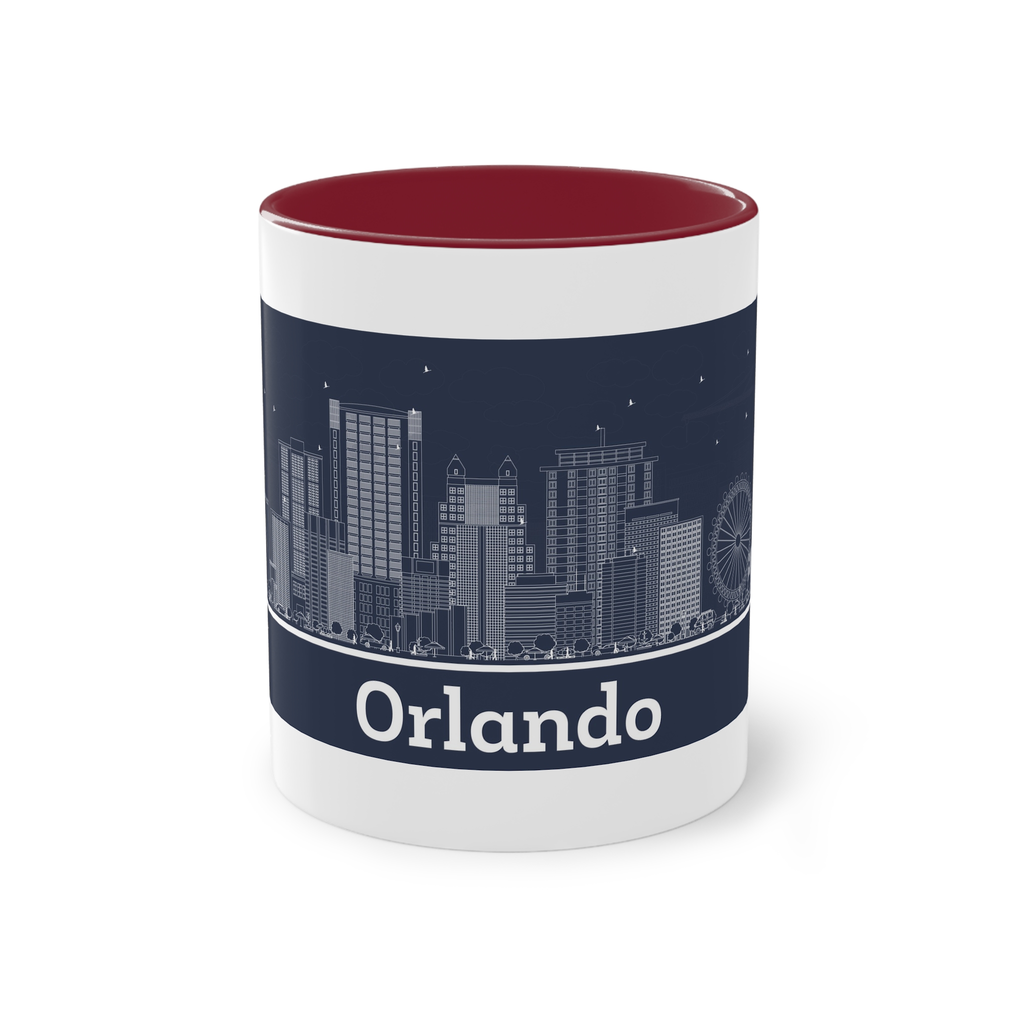 Orlando Outline Inverse Two Tone Coffee Mug 11oz - Image 5