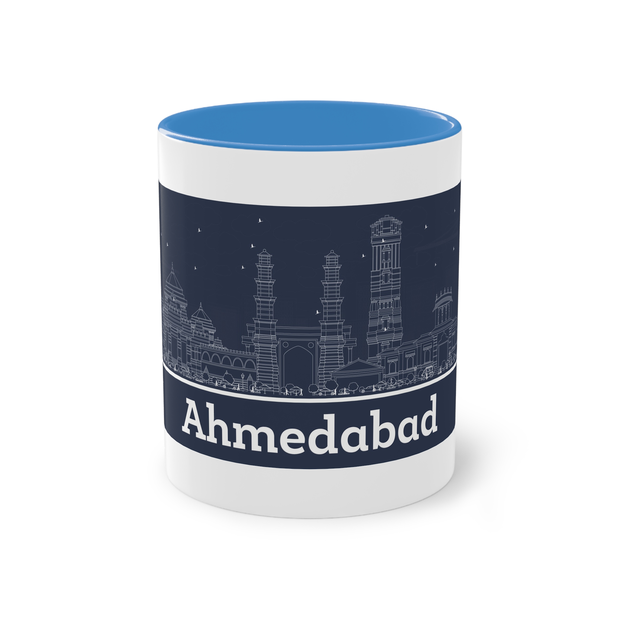 Ahmedabad Outline Inverse Two Tone Coffee Mug 11oz - Image 33