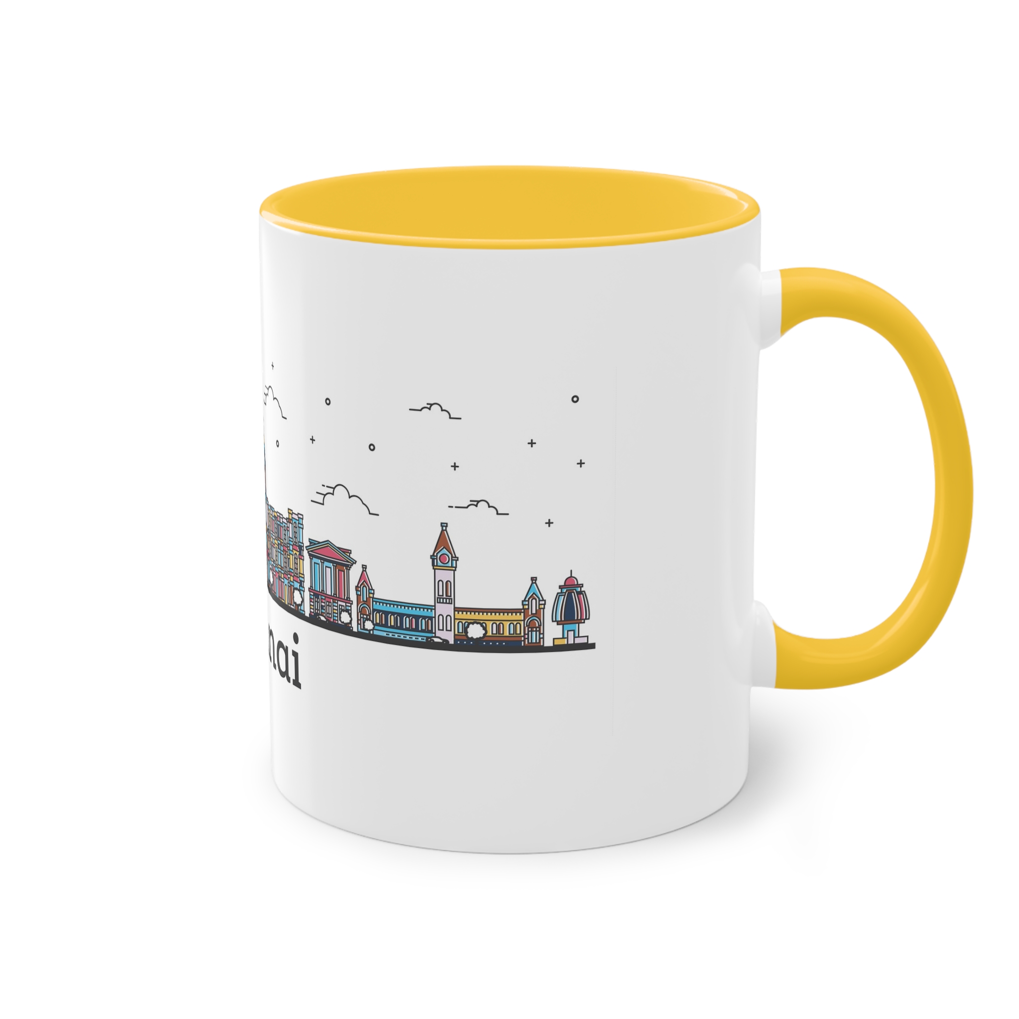 Chennai Outline Bold Color Two Tone Coffee Mug 11oz - Image 20