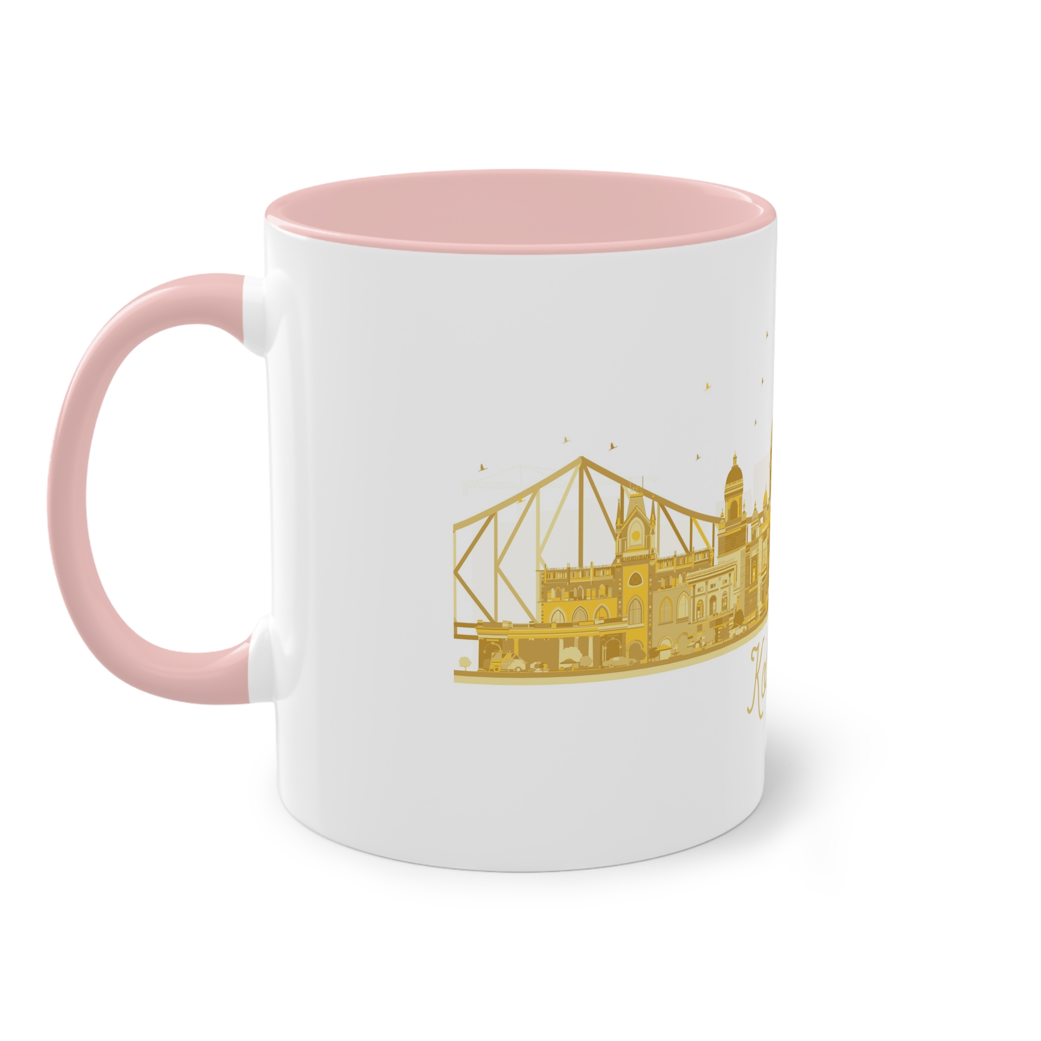 Kolkata Silhouette Golden 1 Two Tone Coffee Mug 11oz - Image 47