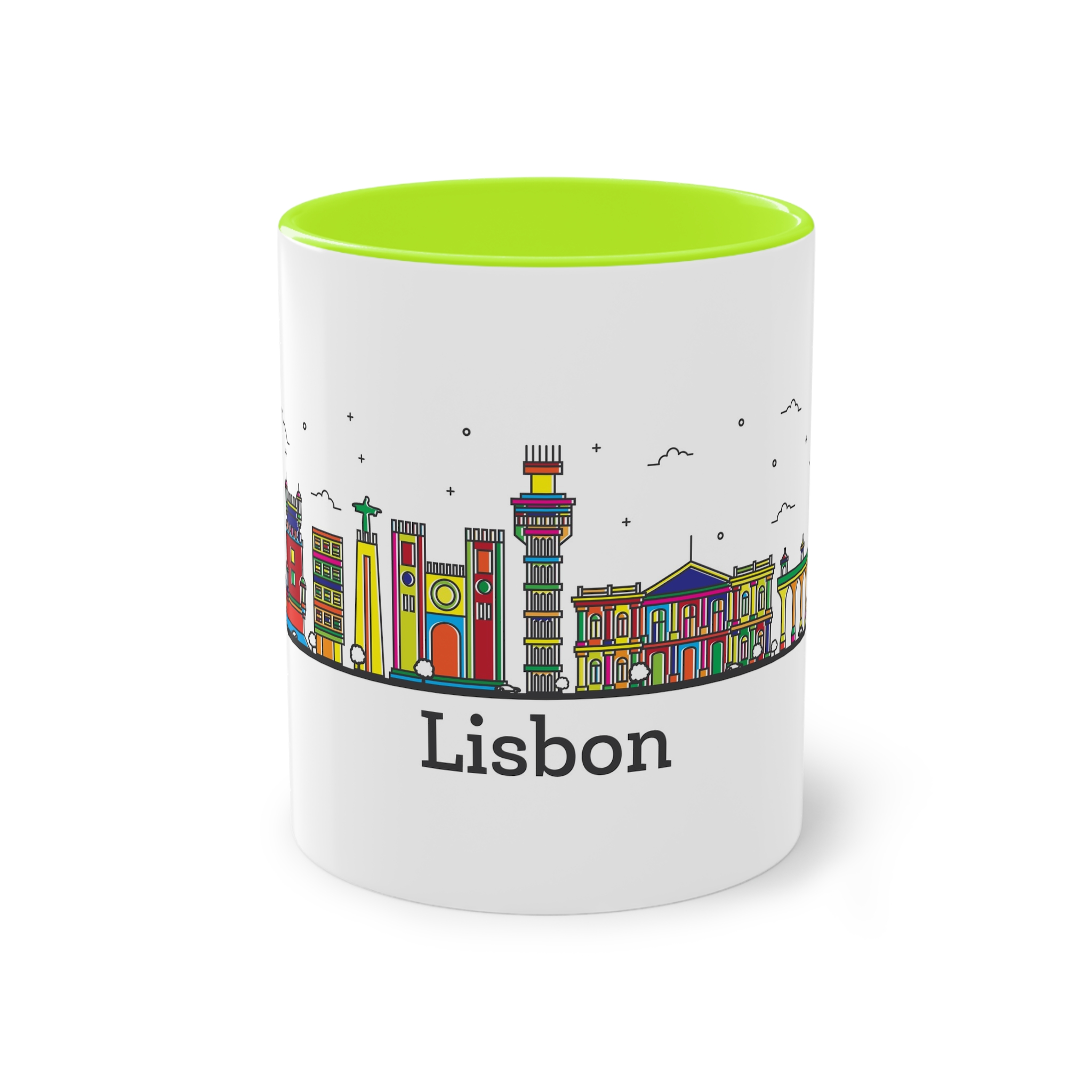 Lisbon Outline Bold Color Two Tone Coffee Mug 11oz - Image 25