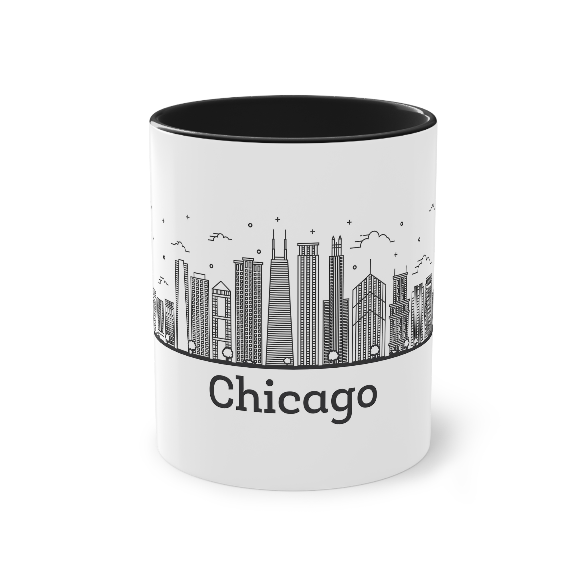 Chicago Outline Bold Two Tone Coffee Mug 11oz - Image 9