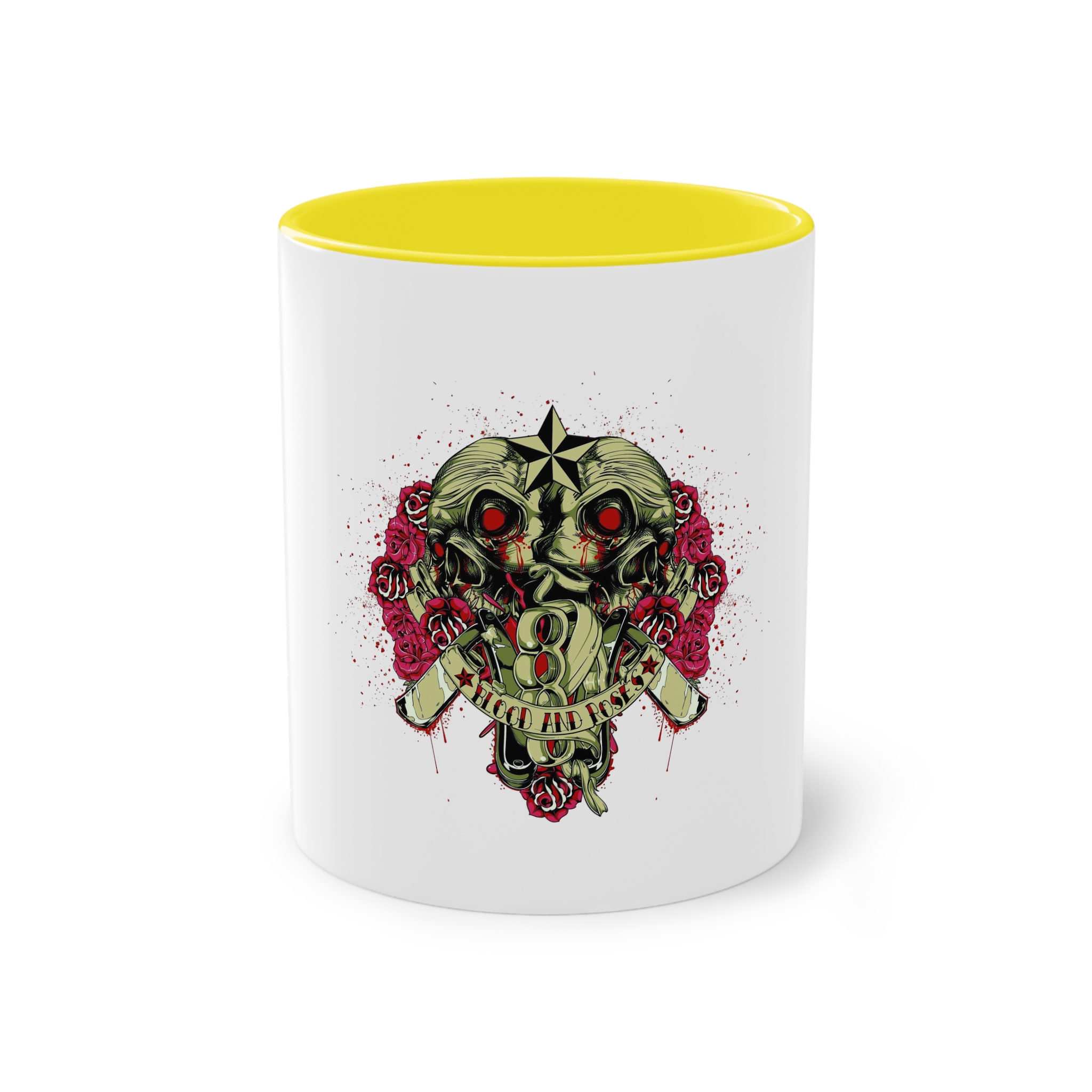 Back Back Zombie Skulls With Blades Knuckle Duster Two Tone Coffee Mug 11oz - Image 21