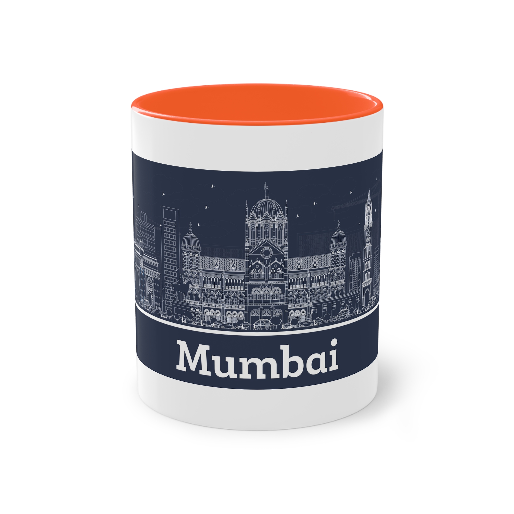 Mumbai Outline Inverse Two Tone Coffee Mug 11oz - Image 13