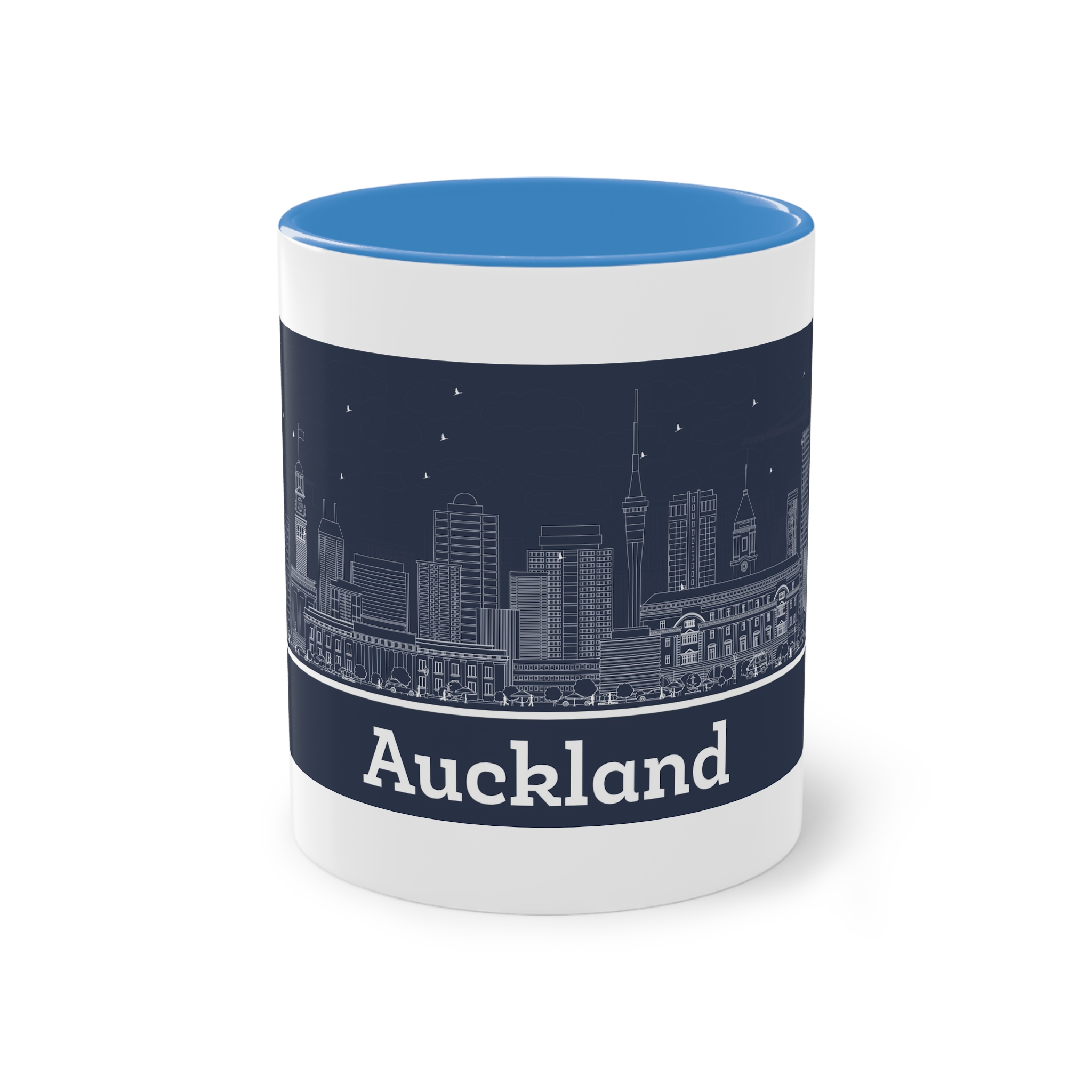 Auckland Outline Inverse Two Tone Coffee Mug 11oz - Image 33