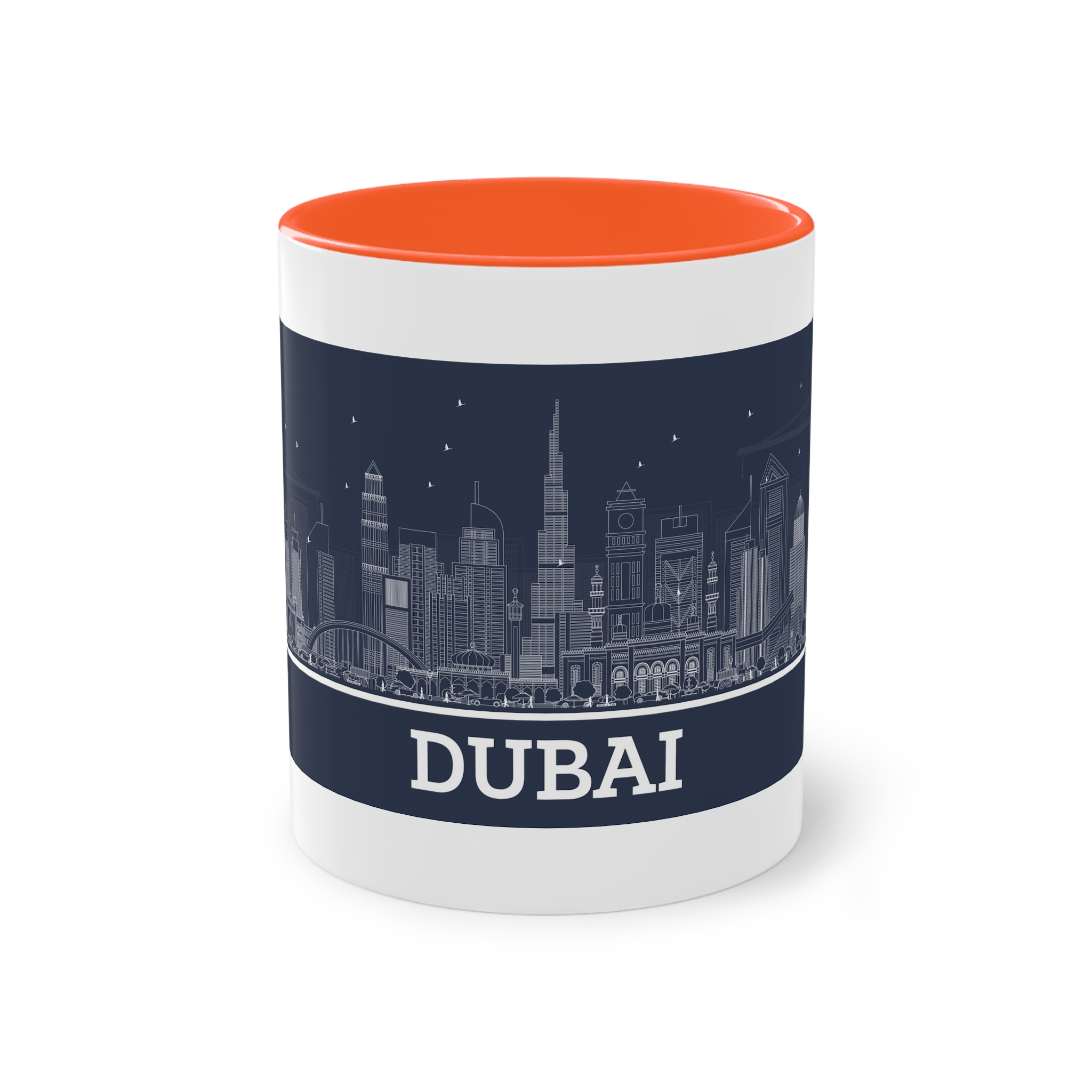 Dubai New Outline Inverse Two Tone Coffee Mug 11oz - Image 13