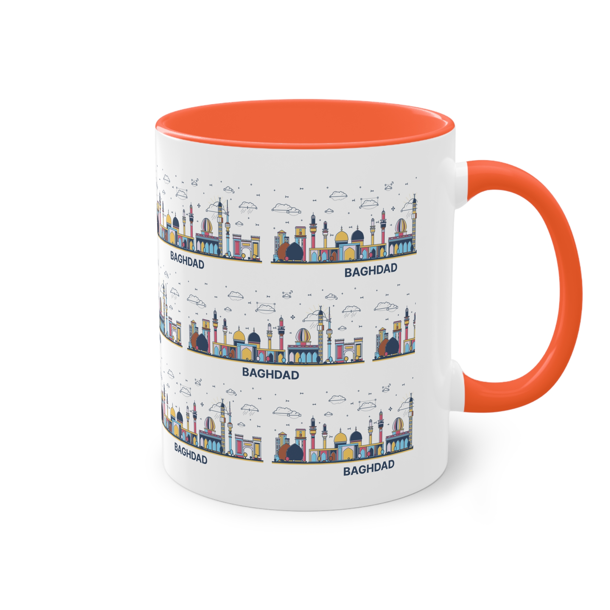 Baghdad Outline Bold Color Two Tone Coffee Mug 11oz - Image 16