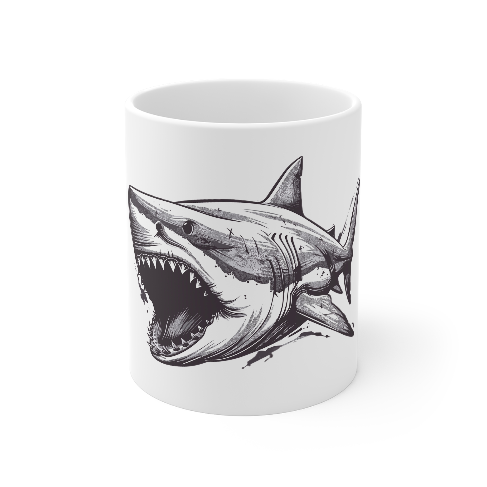 Shark With Its Mouth Wide Open 11oz White Mug