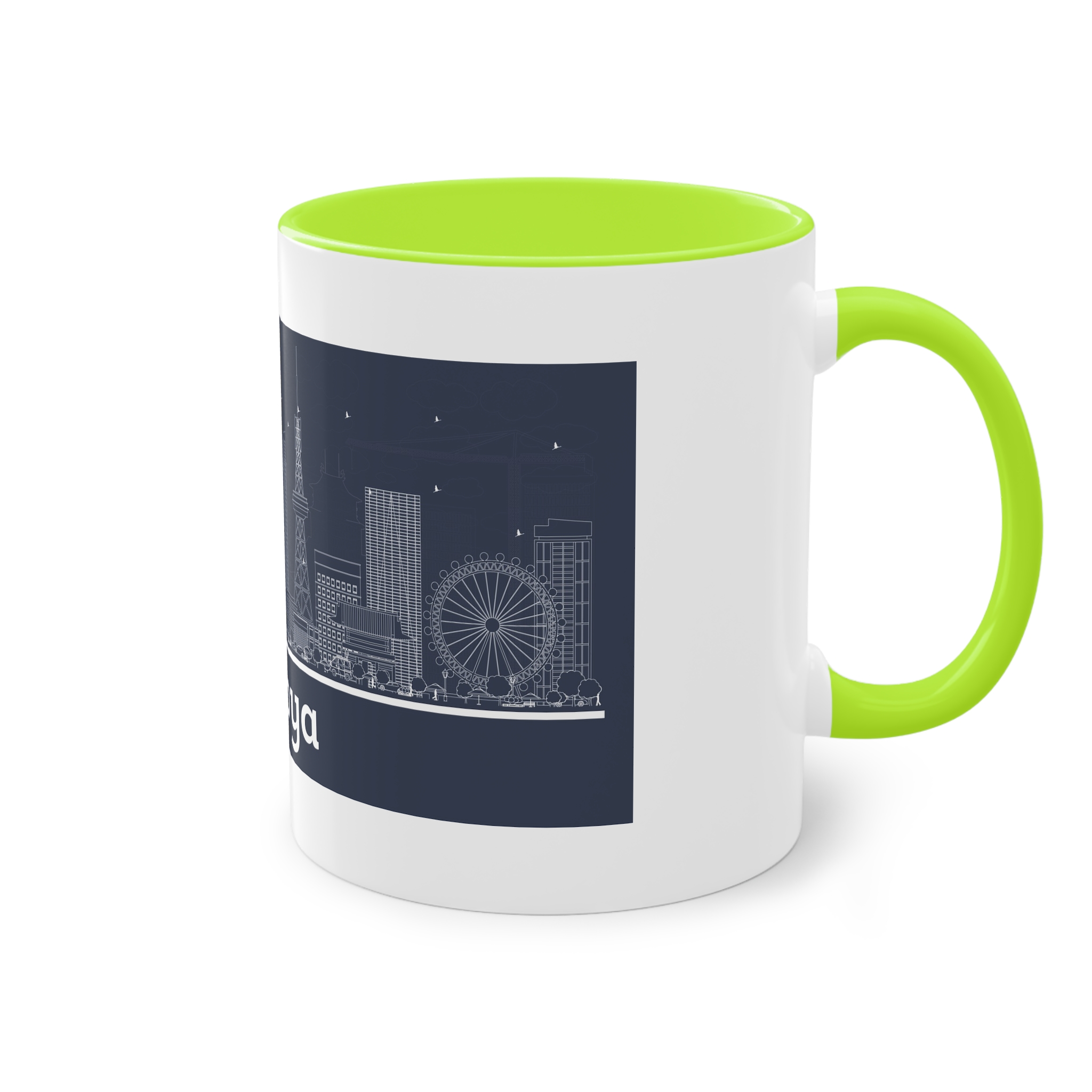 Nagoya Outline Inverse Two Tone Coffee Mug 11oz - Image 28