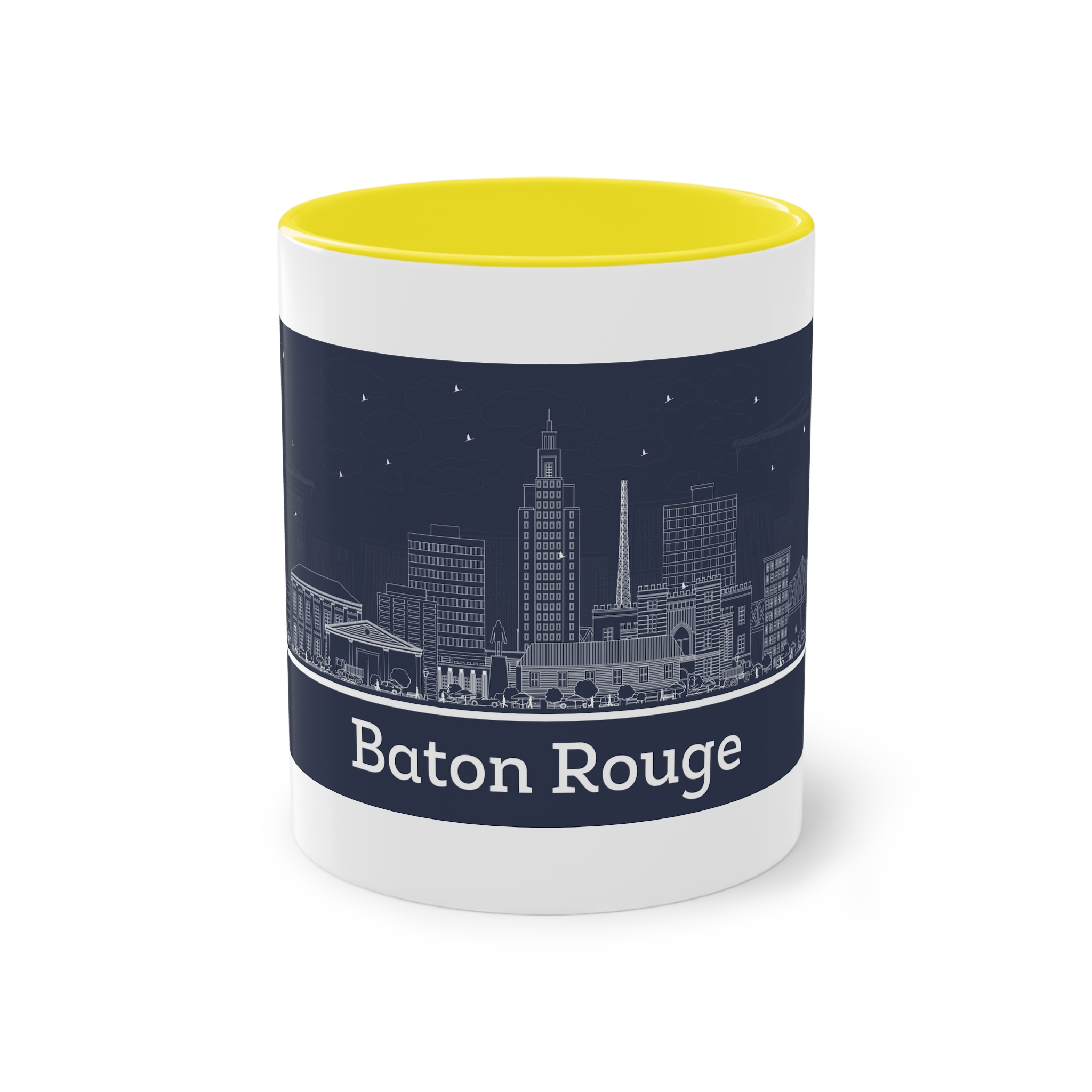 Baton Rouge Outline Inverse Two Tone Coffee Mug 11oz - Image 21