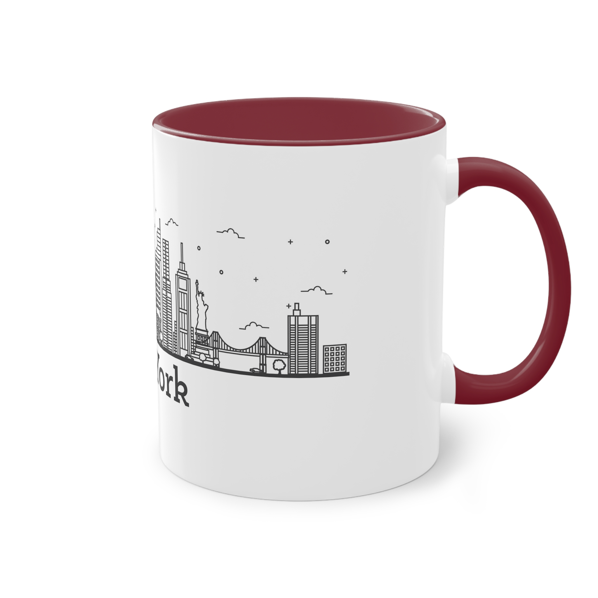 New York Outline Bold 2018 Two Tone Coffee Mug 11oz - Image 8