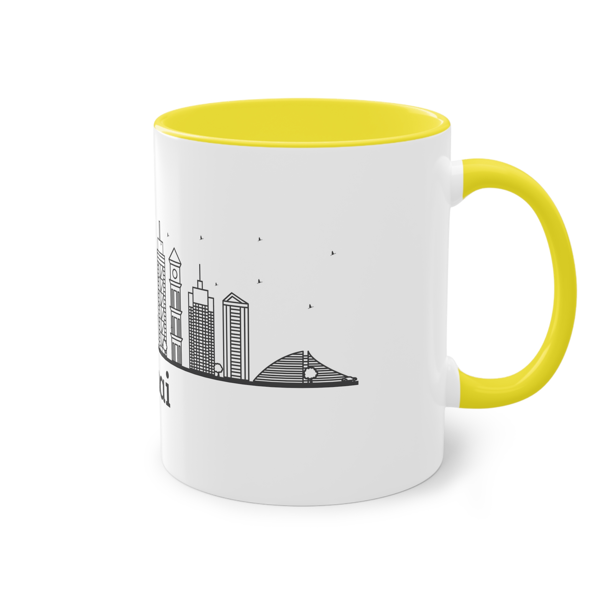 Dubai Outline Bold Two Tone Coffee Mug 11oz - Image 24