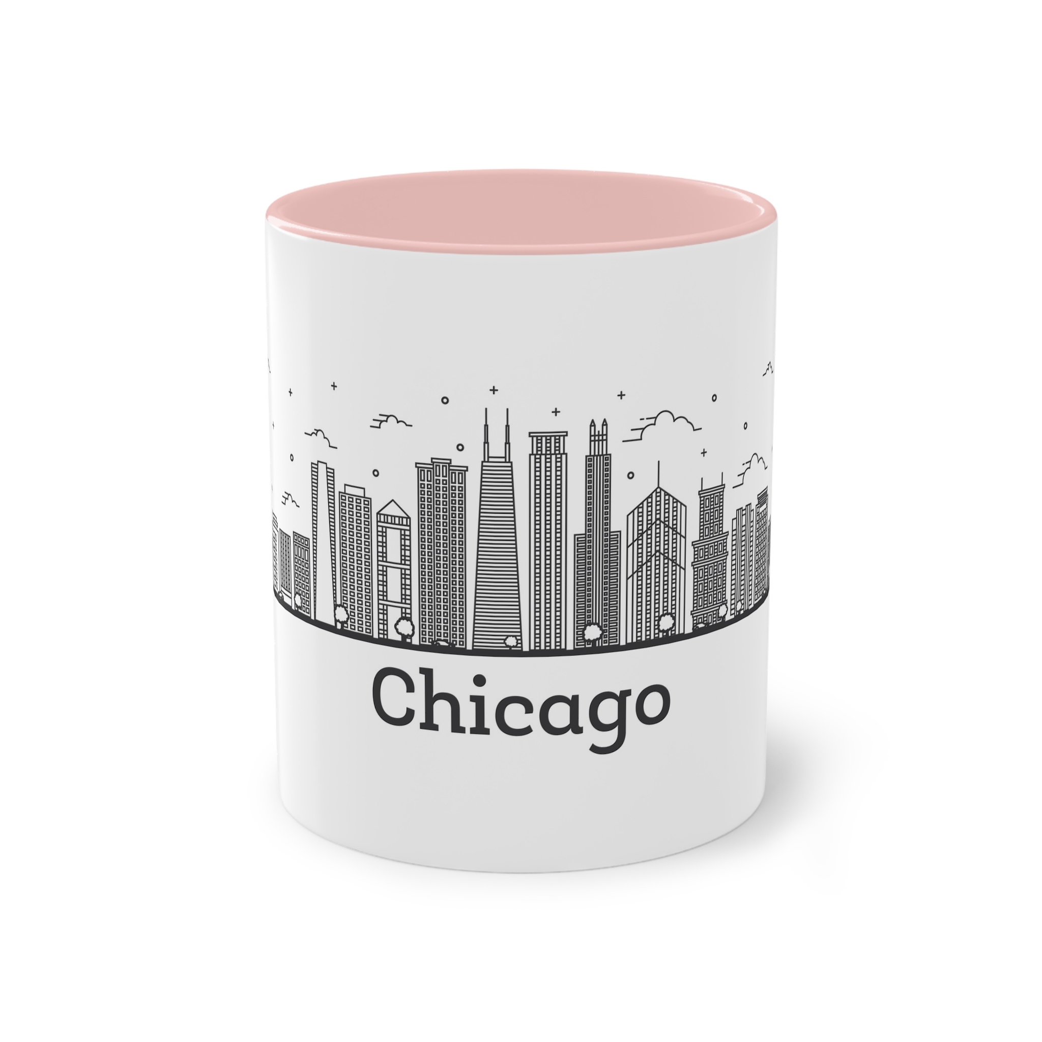 Chicago Outline Bold Two Tone Coffee Mug 11oz - Image 45