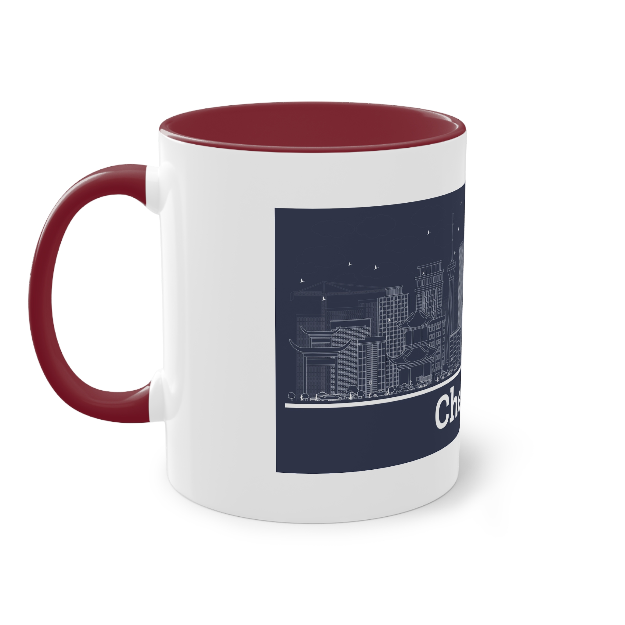 Chengdu Outline Inverse Two Tone Coffee Mug 11oz - Image 7
