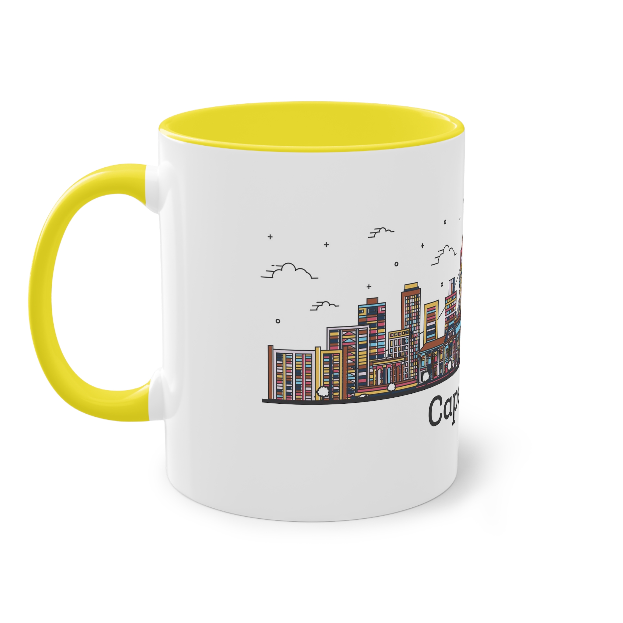 Cape Town Outline Bold Color Two Tone Coffee Mug 11oz - Image 23