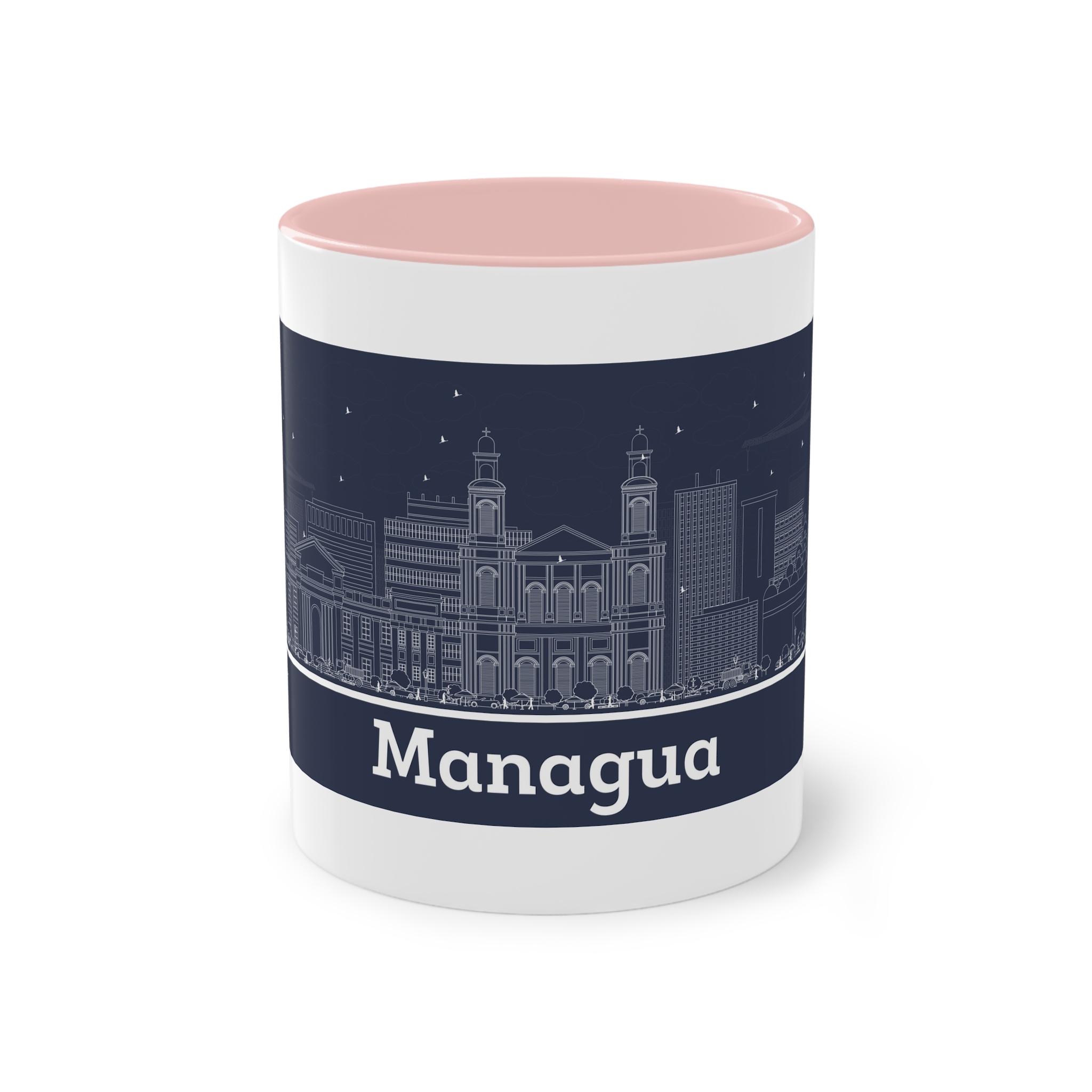 Managua Outline Inverse Two Tone Coffee Mug 11oz - Image 45