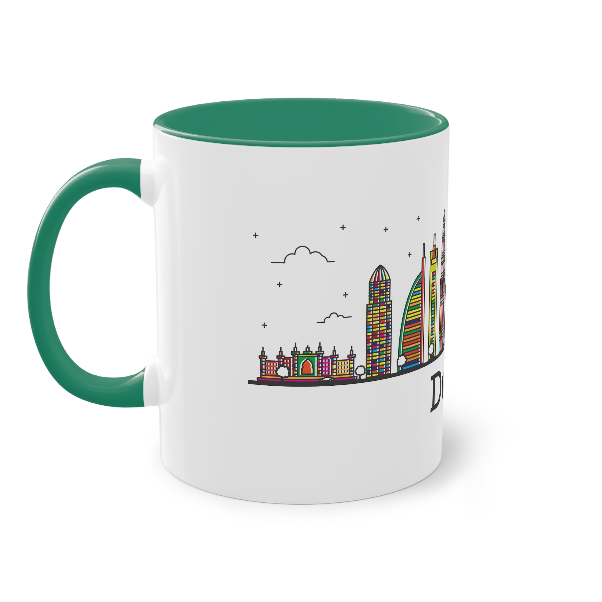 Dubai Outline Bold Color Two Tone Coffee Mug 11oz - Image 31