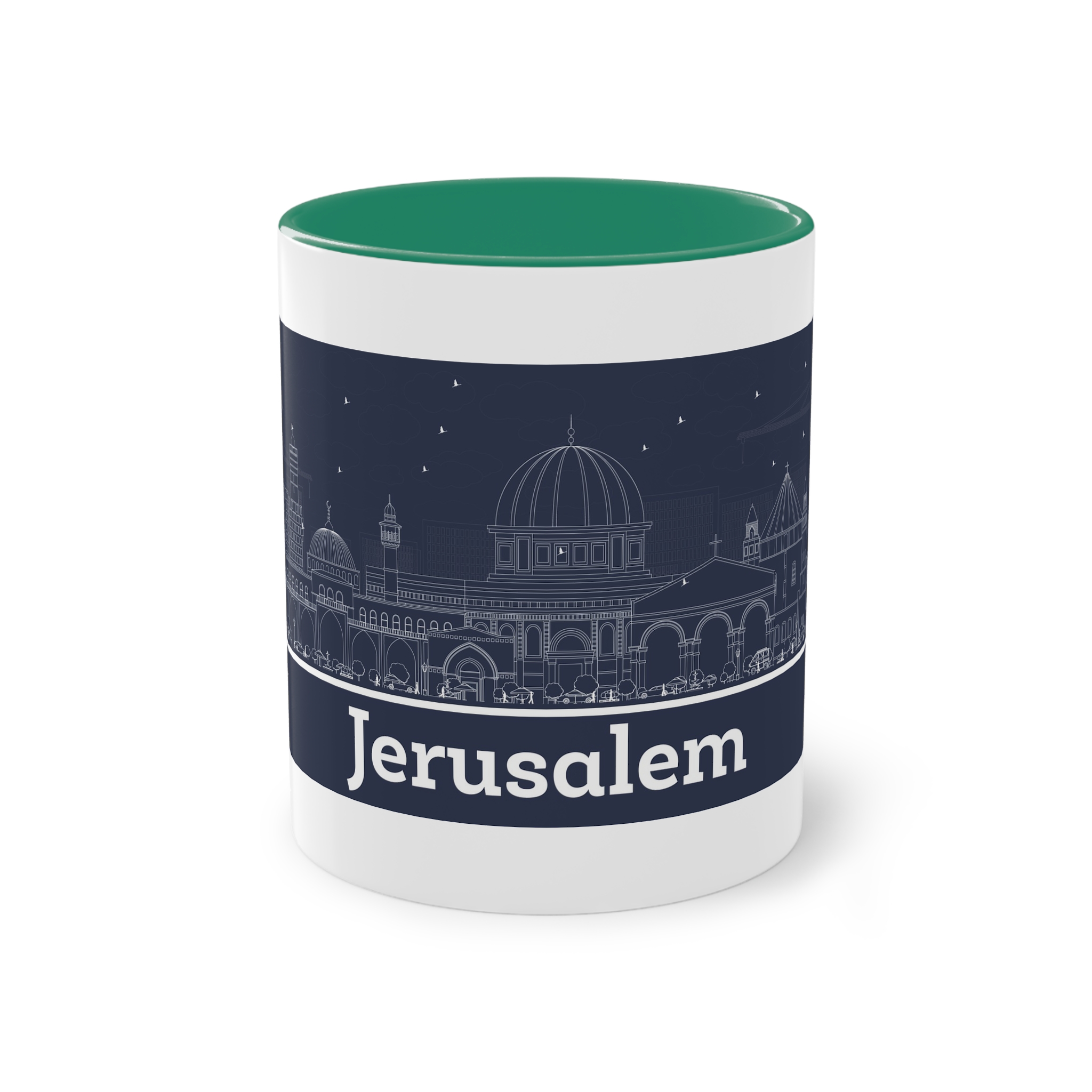 Jerusalem Outline Inverse Two Tone Coffee Mug 11oz - Image 29