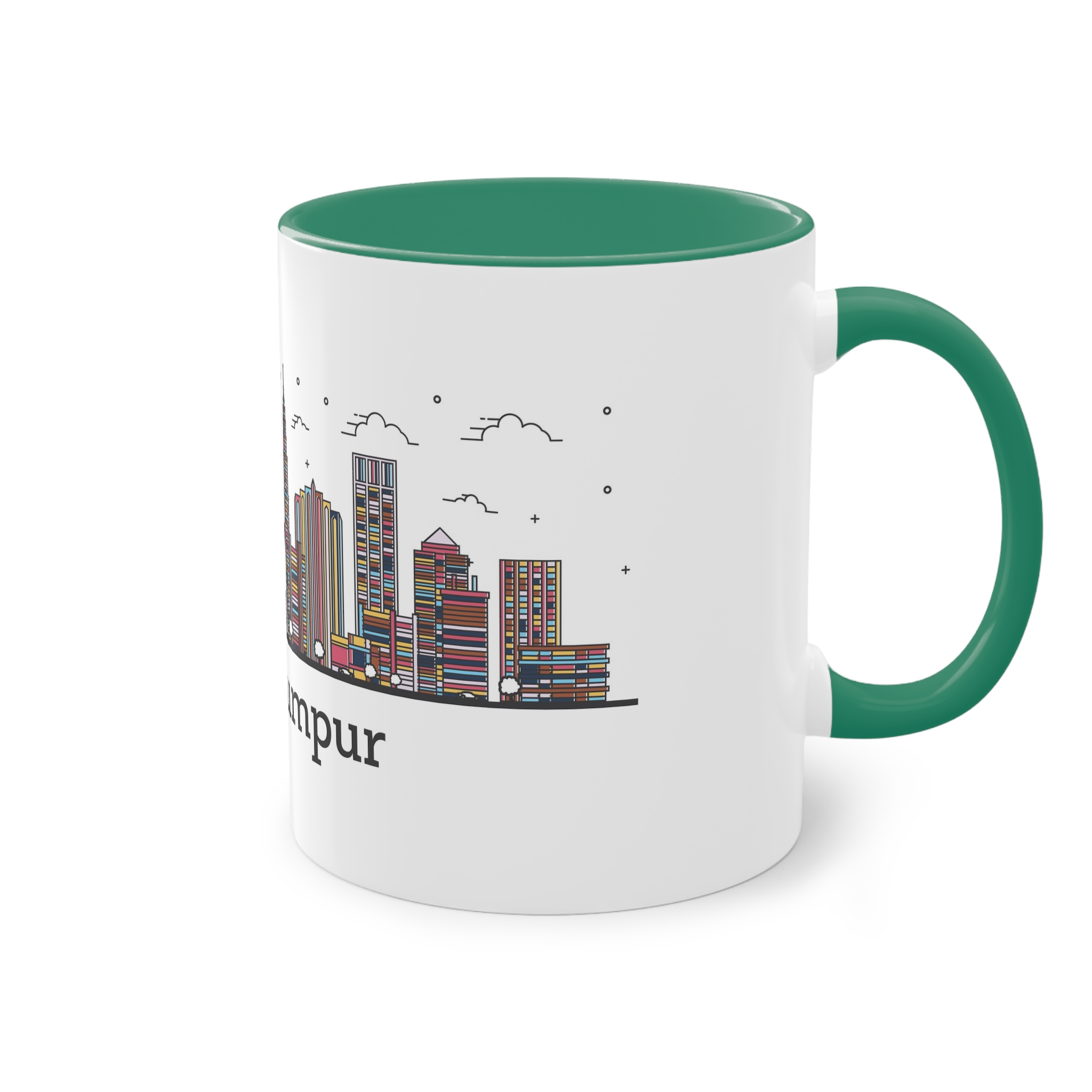 Kuala Lumpur Outline Bold Color Two Tone Coffee Mug 11oz - Image 32