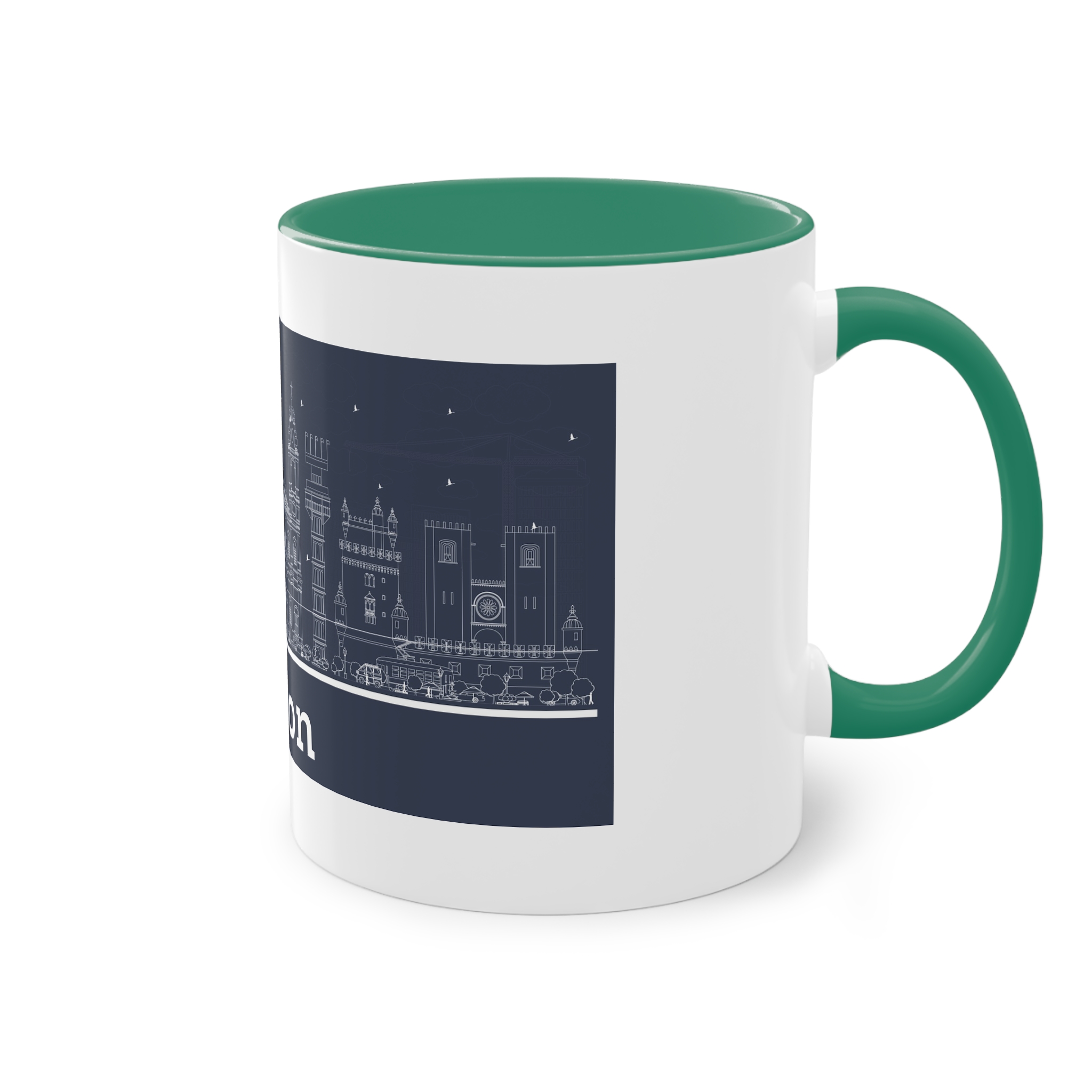 Lisbon New Outline Inverse Two Tone Coffee Mug 11oz - Image 32