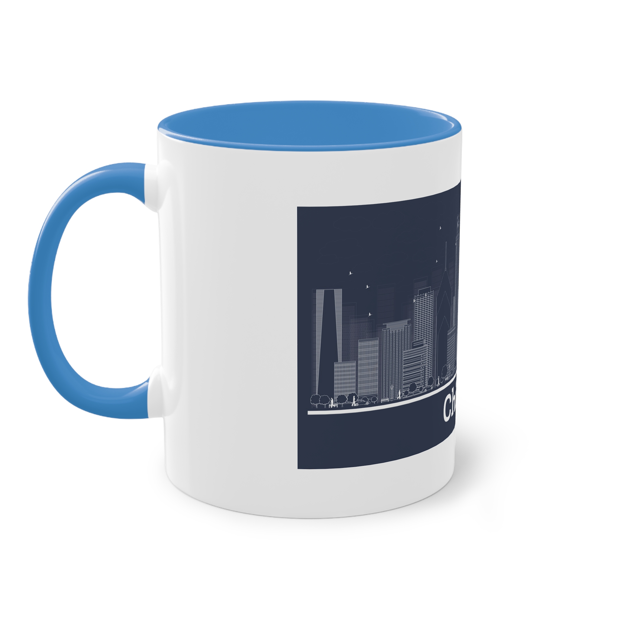 Chicago Outline Inverse Two Tone Coffee Mug 11oz - Image 35