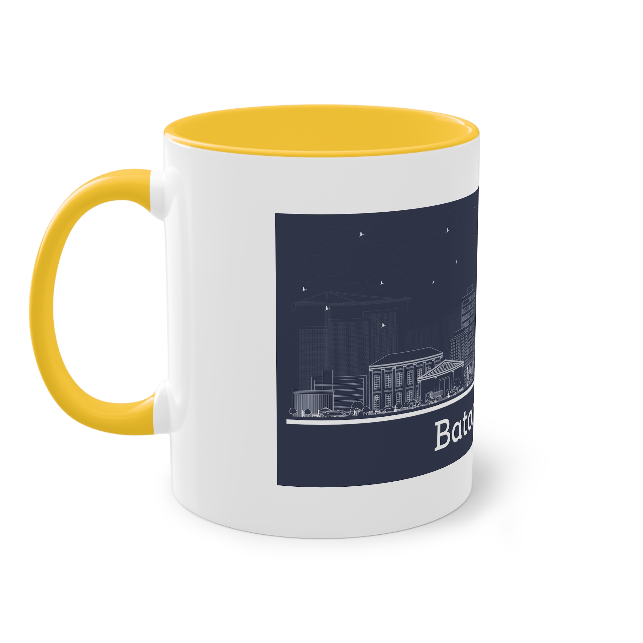 Baton Rouge Outline Inverse Two Tone Coffee Mug 11oz - Image 19