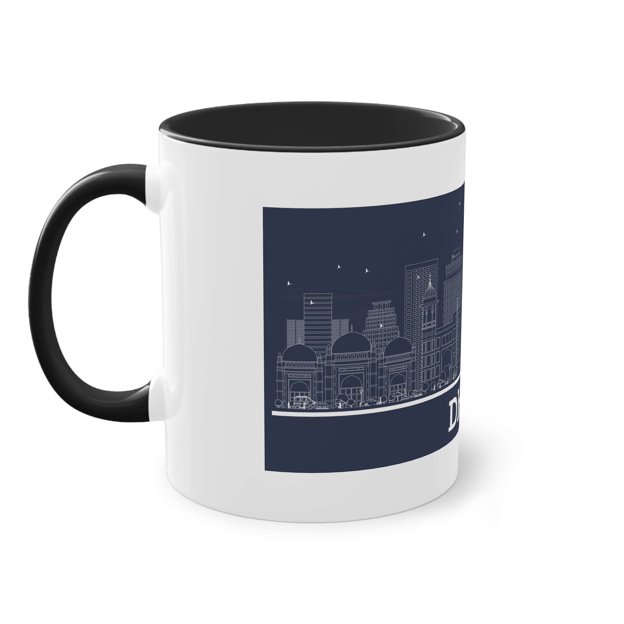 Dhaka Outline Inverse Two Tone Coffee Mug 11oz - Image 11