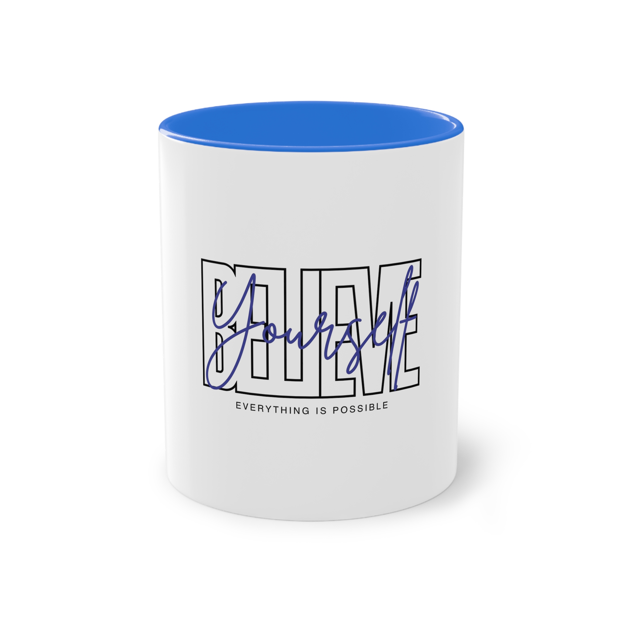 Believe Yourself Positive Affirmation Typography Two Tone Coffee Mug 11oz - Image 37