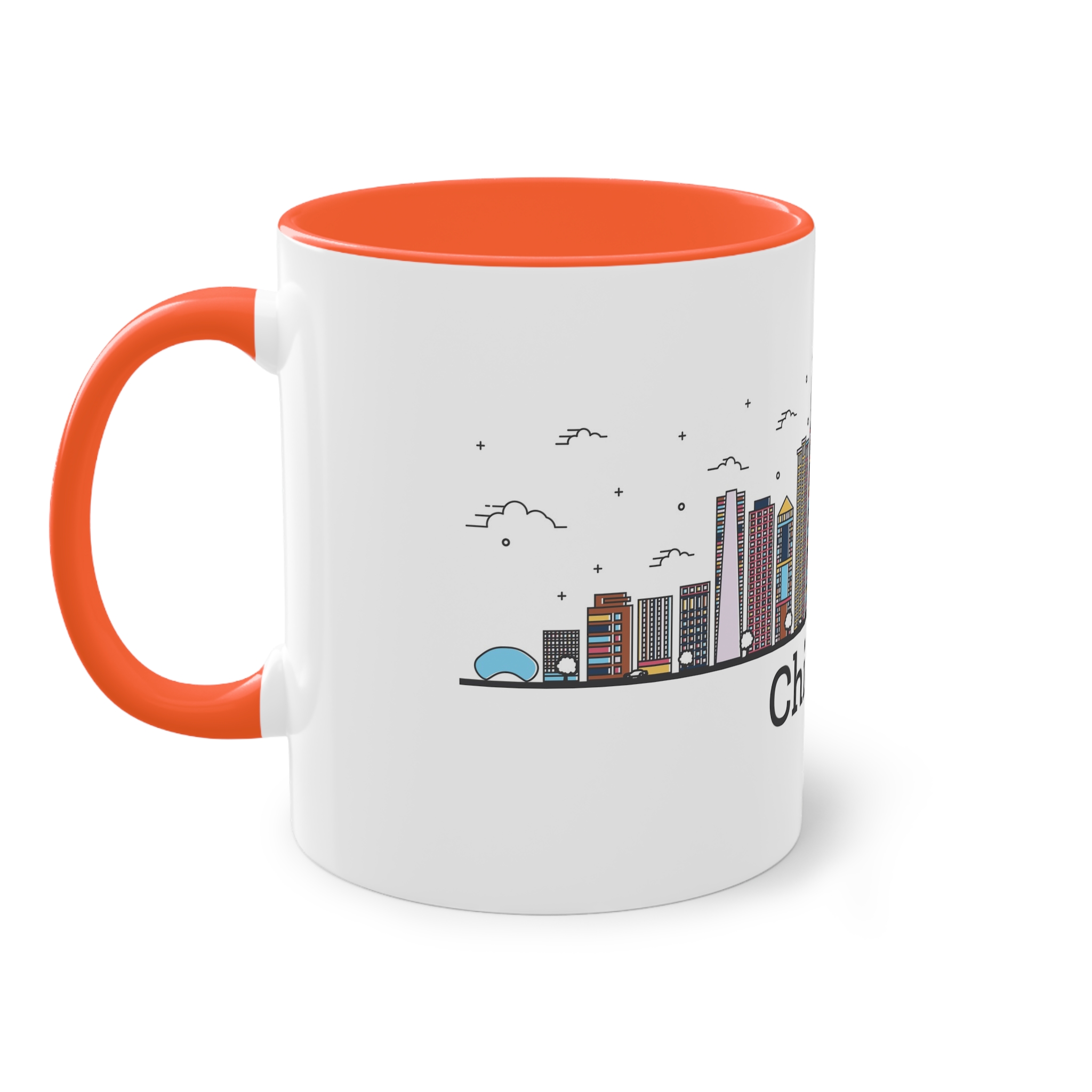 Chicago Outline Bold Color Two Tone Coffee Mug 11oz - Image 15