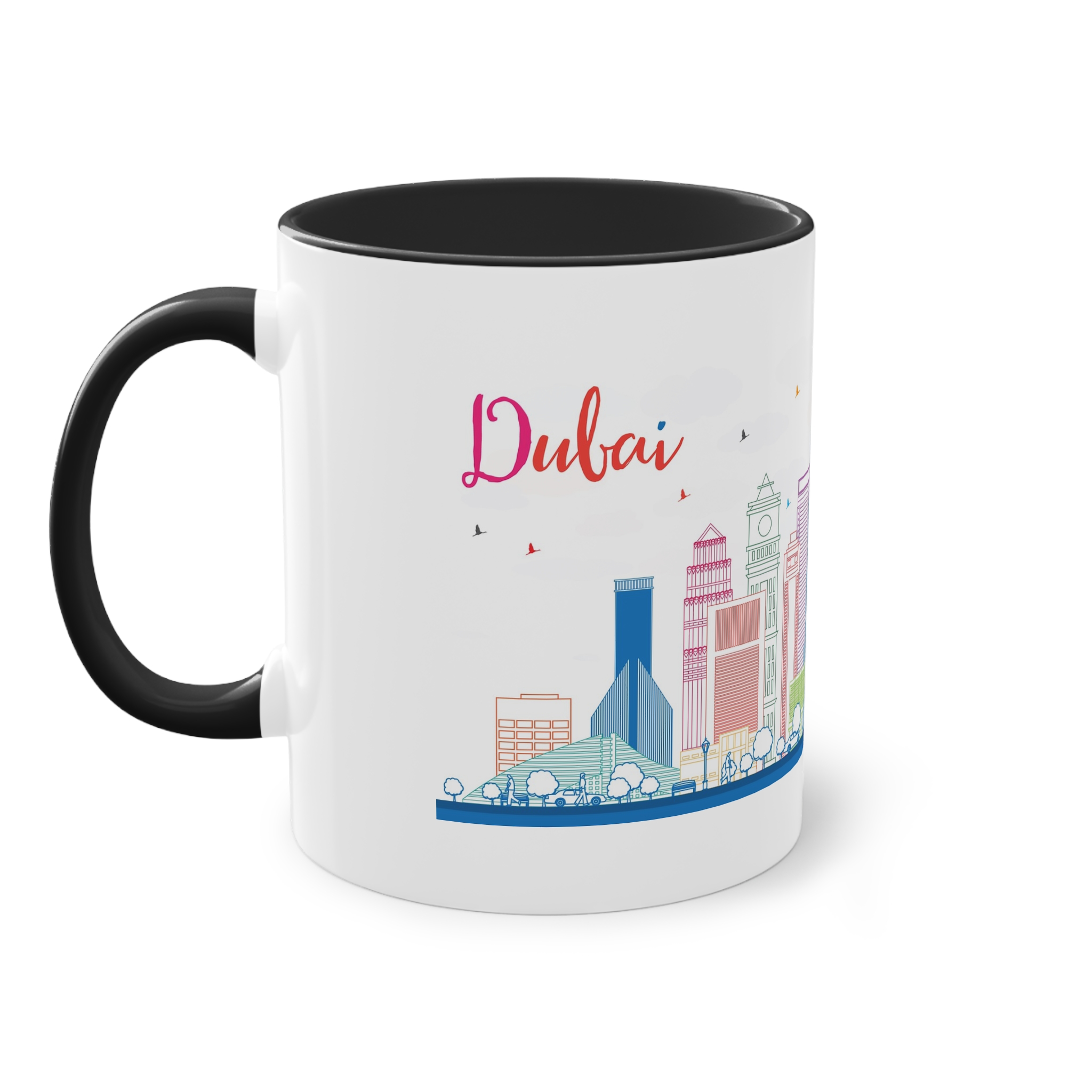 Dubai Outline Color Two Tone Coffee Mug 11oz - Image 11