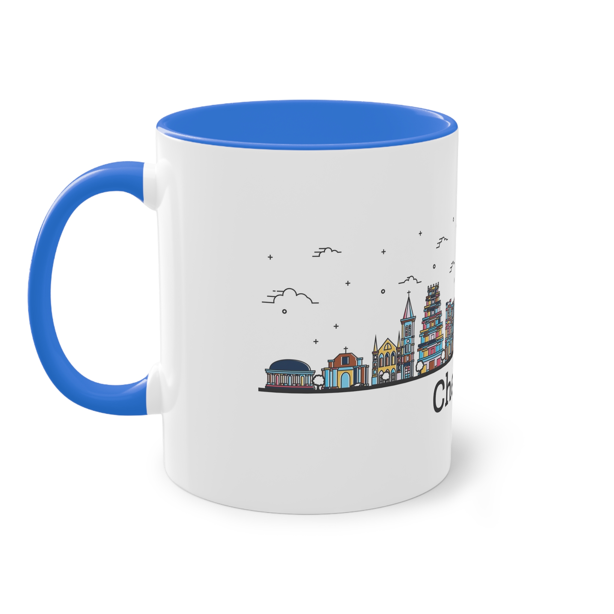 Chennai Outline Bold Color Two Tone Coffee Mug 11oz - Image 39