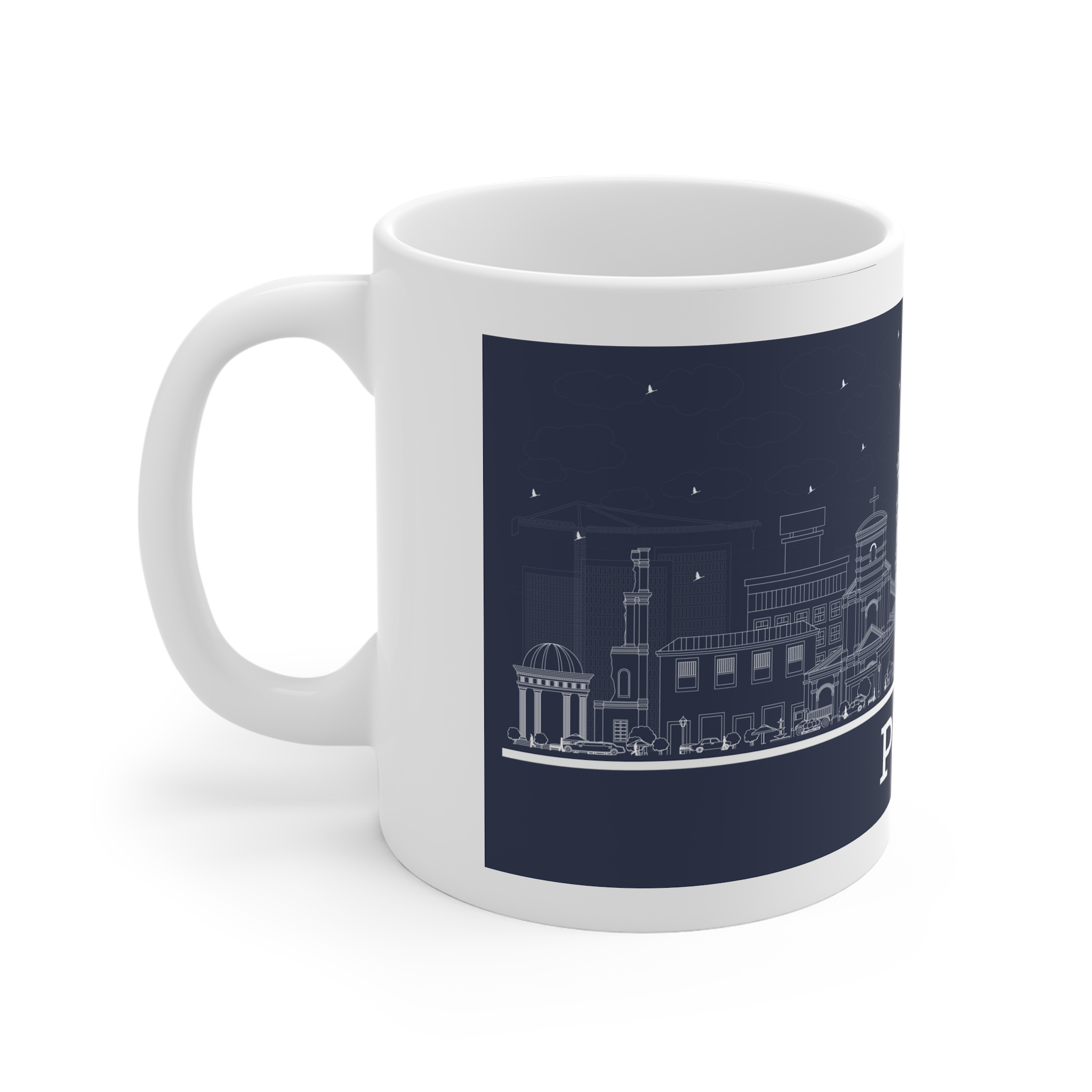 Panaji Outline Inverse 11oz White Mug - Image 2