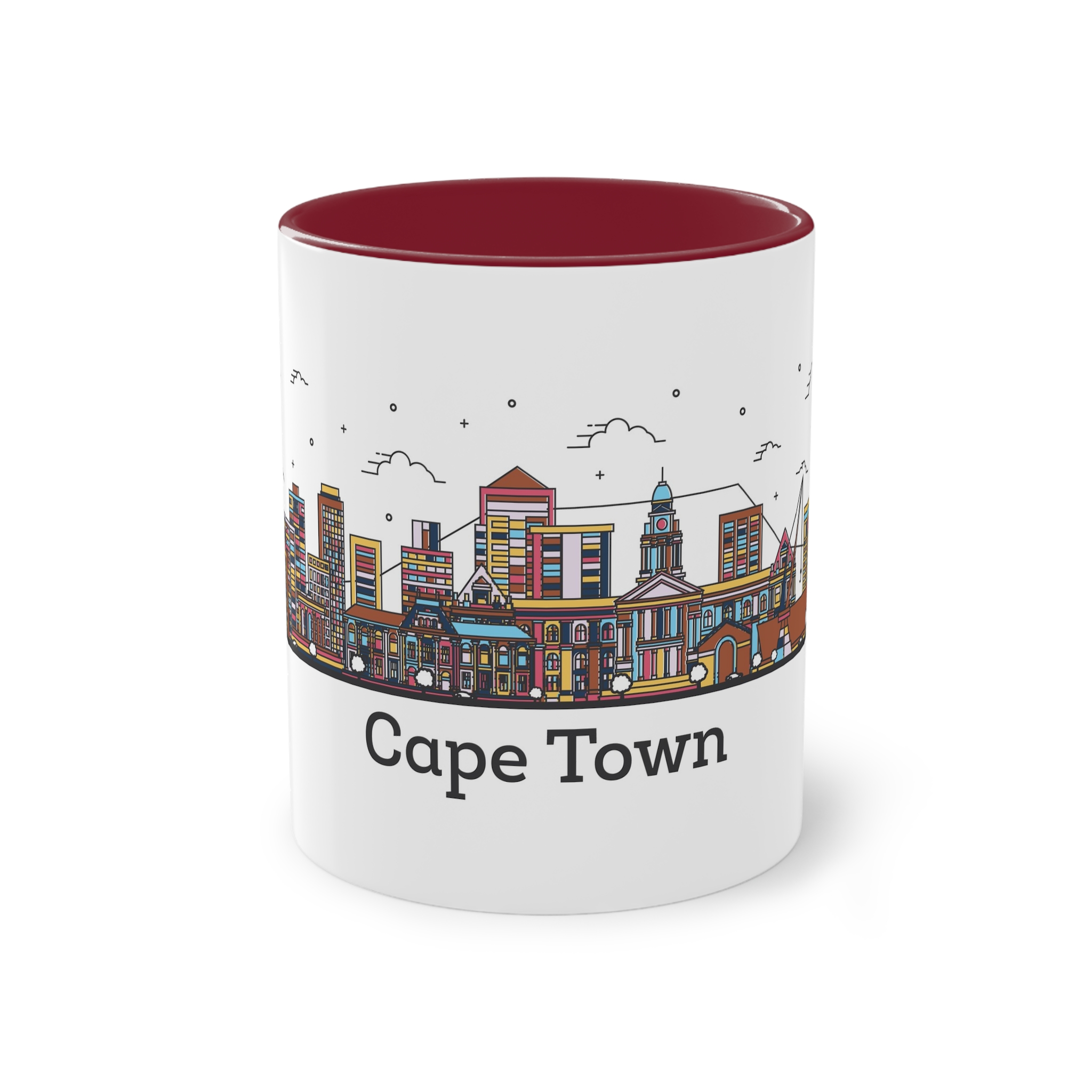 Cape Town Outline Bold Color Two Tone Coffee Mug 11oz - Image 5