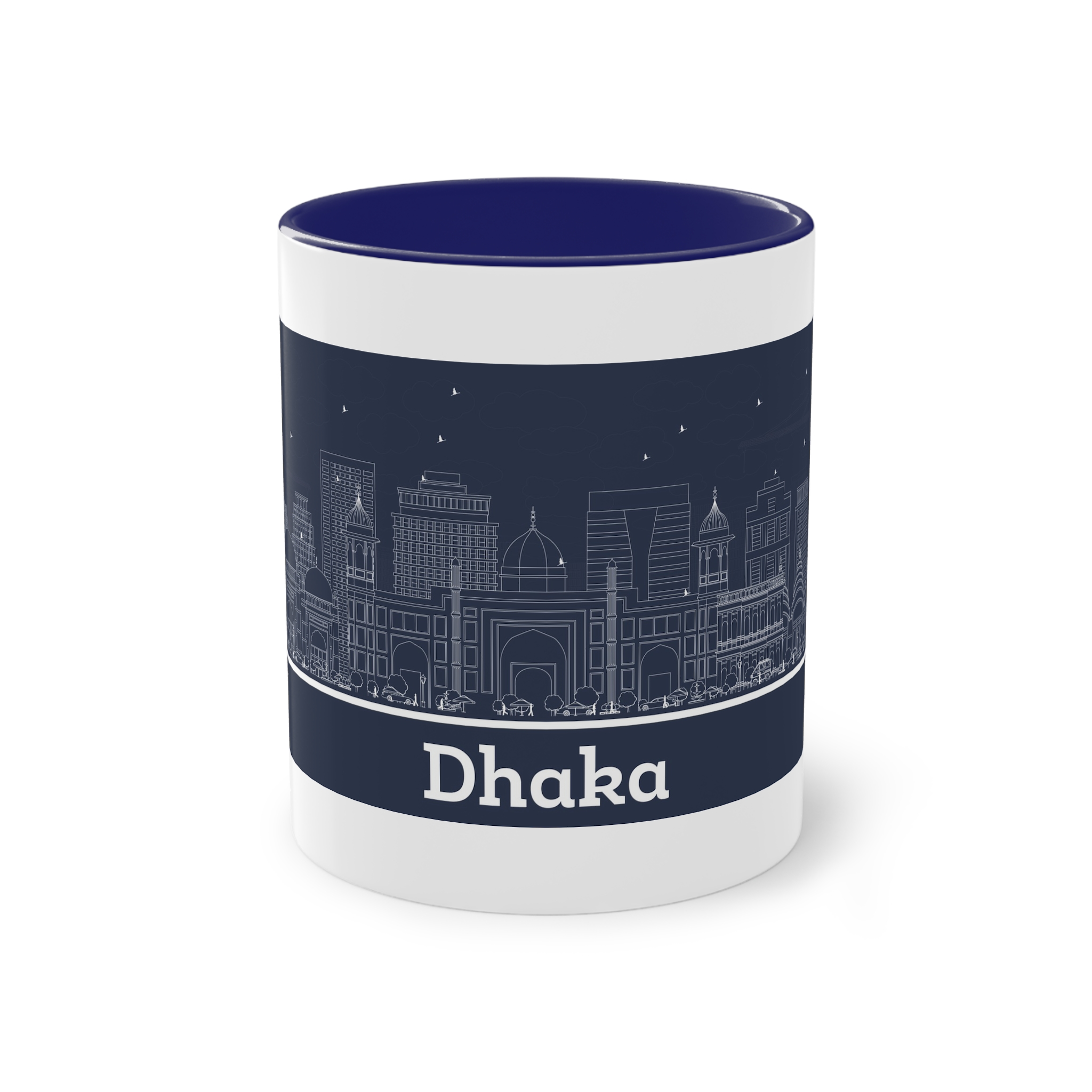 Dhaka Outline Inverse Two Tone Coffee Mug 11oz - Image 41