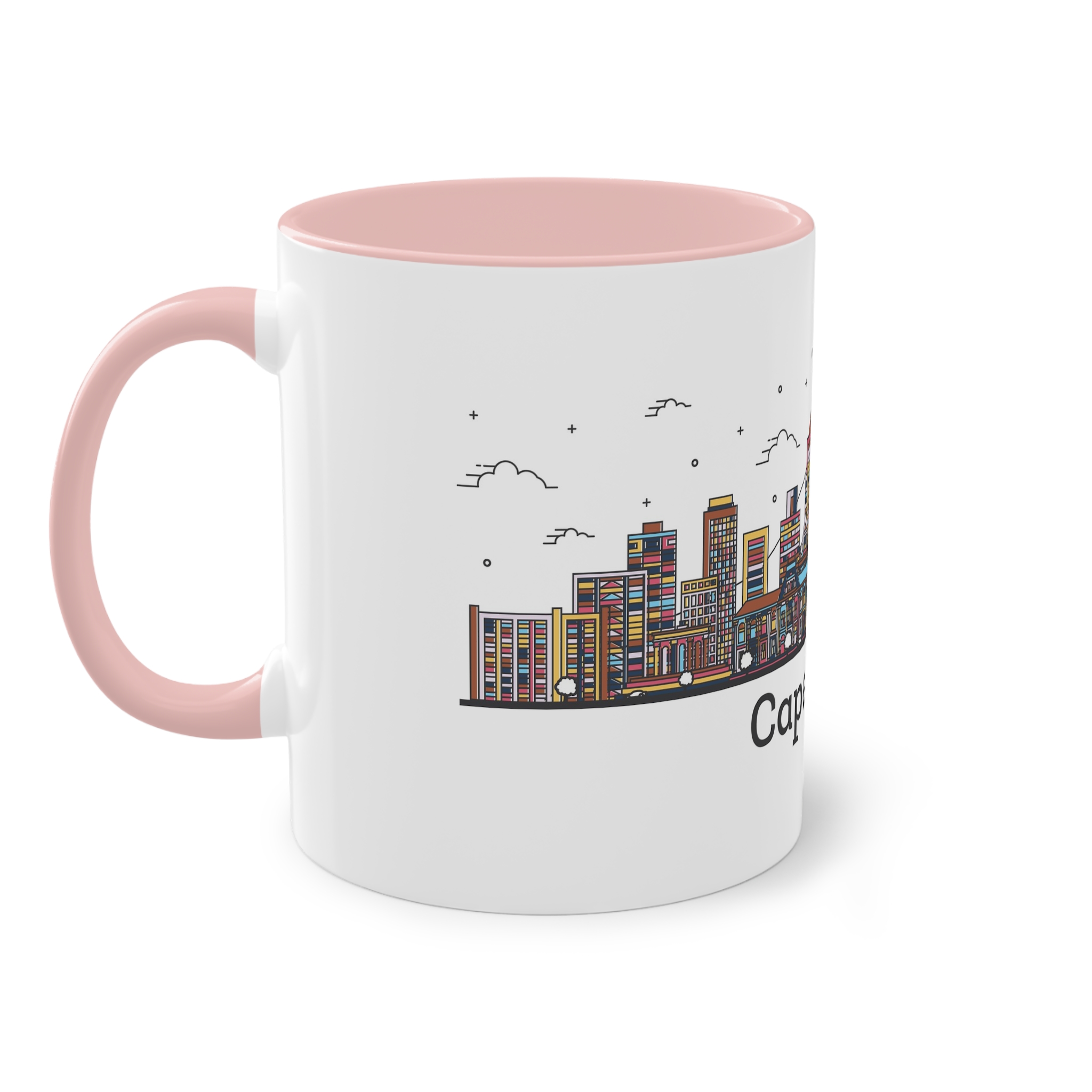 Cape Town Outline Bold Color Two Tone Coffee Mug 11oz - Image 47
