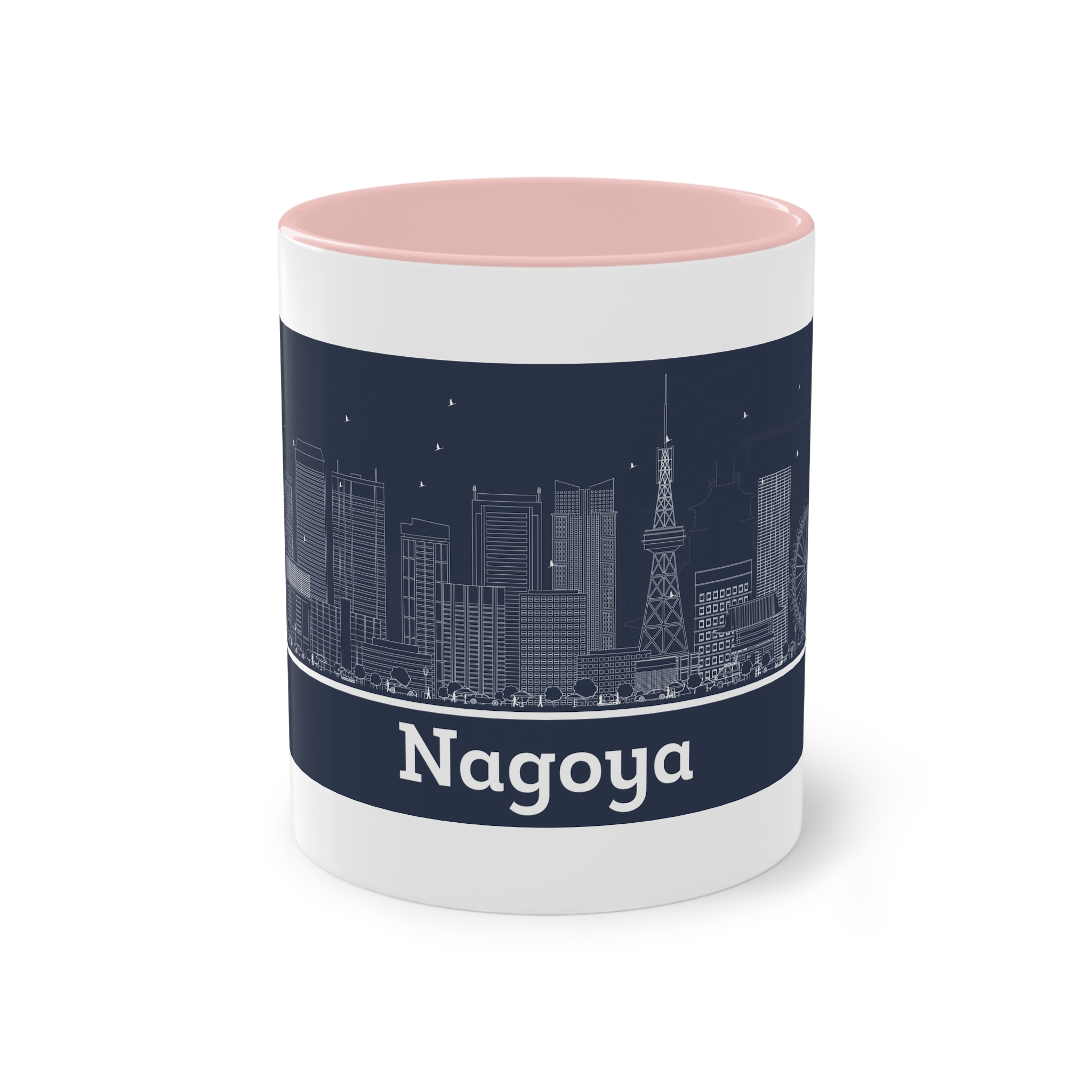 Nagoya Outline Inverse Two Tone Coffee Mug 11oz - Image 45