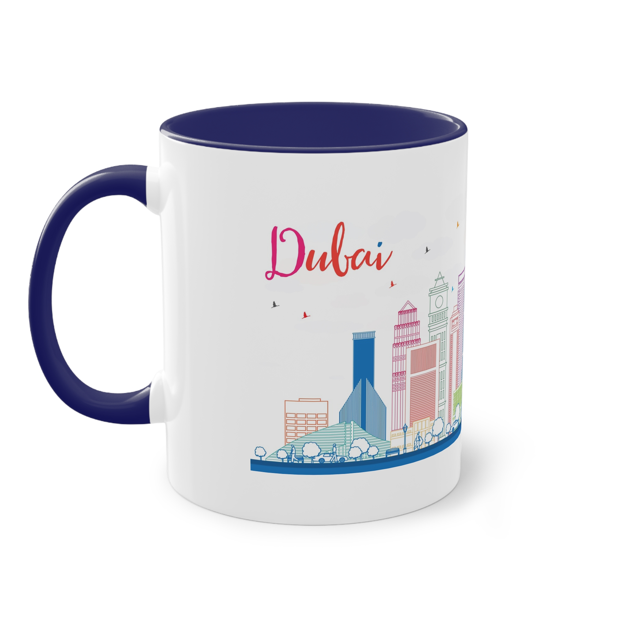 Dubai Outline Color Two Tone Coffee Mug 11oz - Image 43