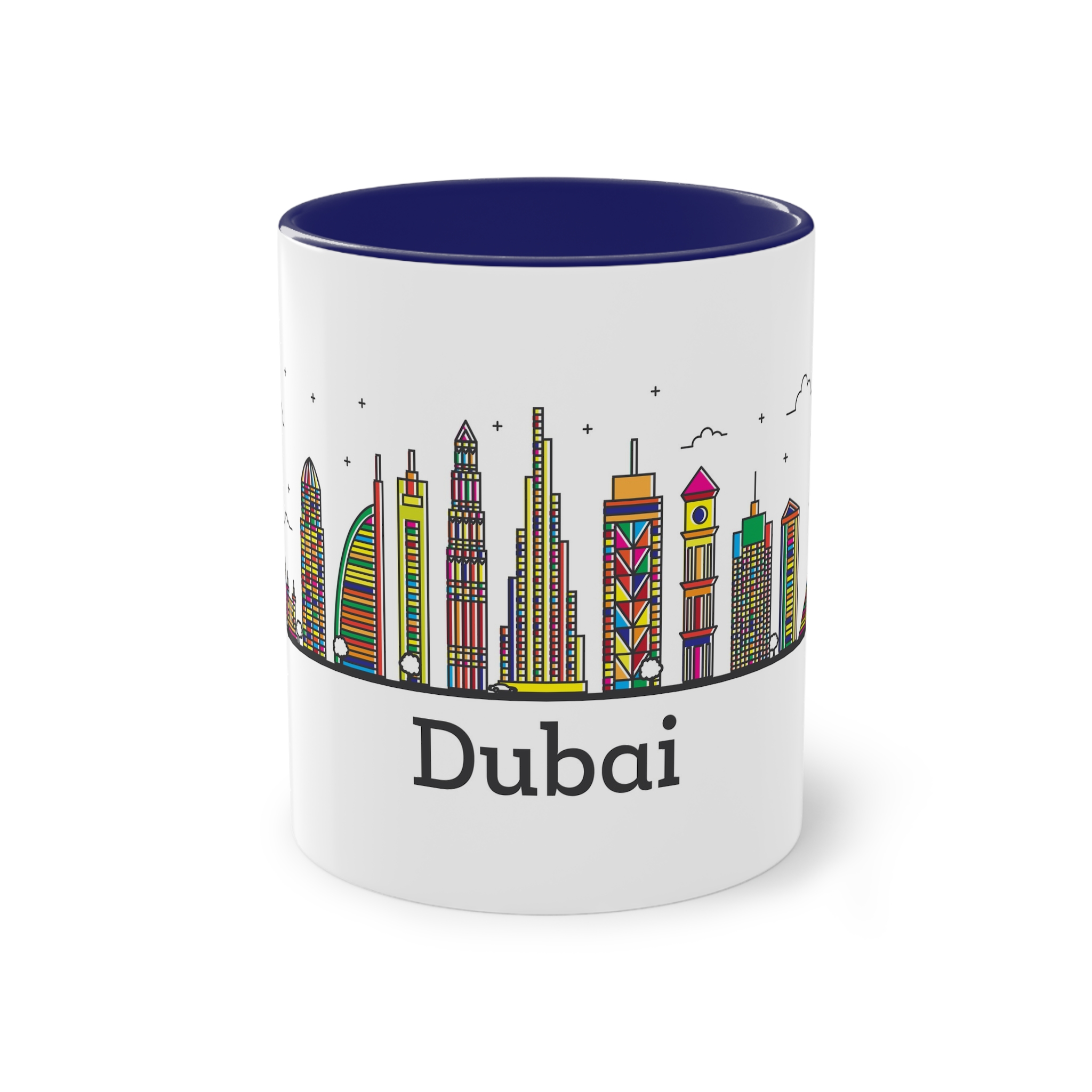 Dubai Outline Bold Color Two Tone Coffee Mug 11oz - Image 41